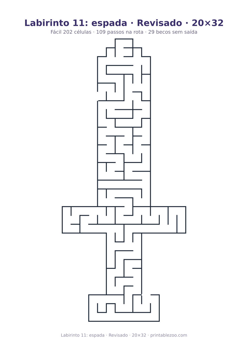 Prévia pronta para imprimir: Labirinto 11: espada · Revisado · 20×32, catálogo nº 156203