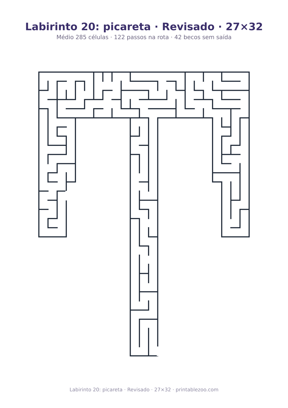 Prévia pronta para imprimir: Labirinto 20: picareta · Revisado · 27×32, catálogo nº 156311