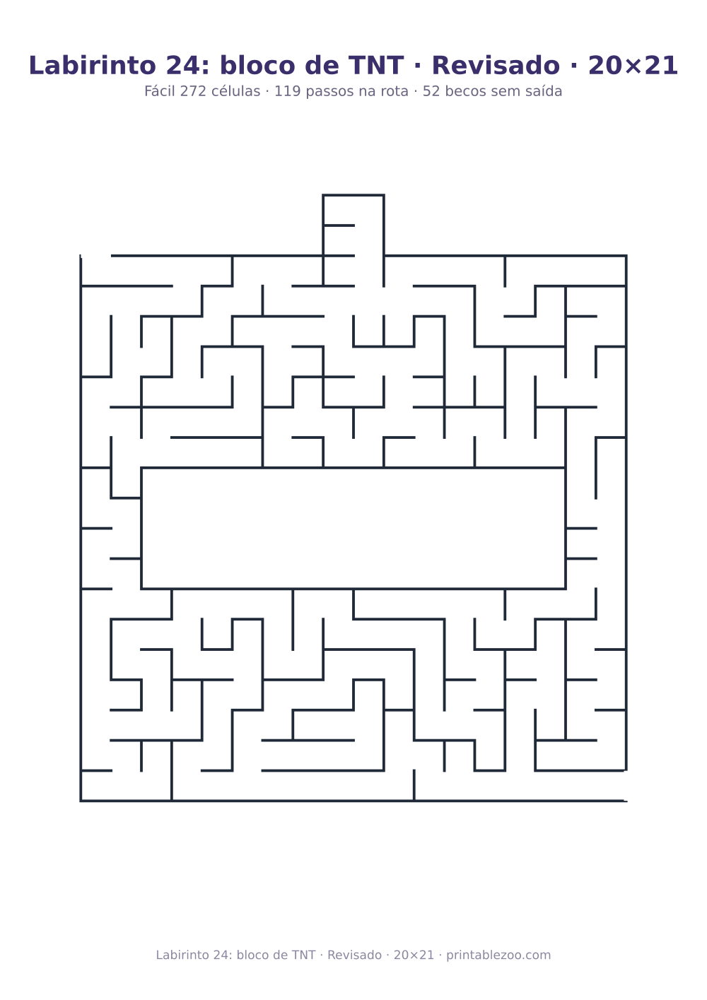 Prévia pronta para imprimir: Labirinto 24: bloco de TNT · Revisado · 20×21, catálogo nº 156401