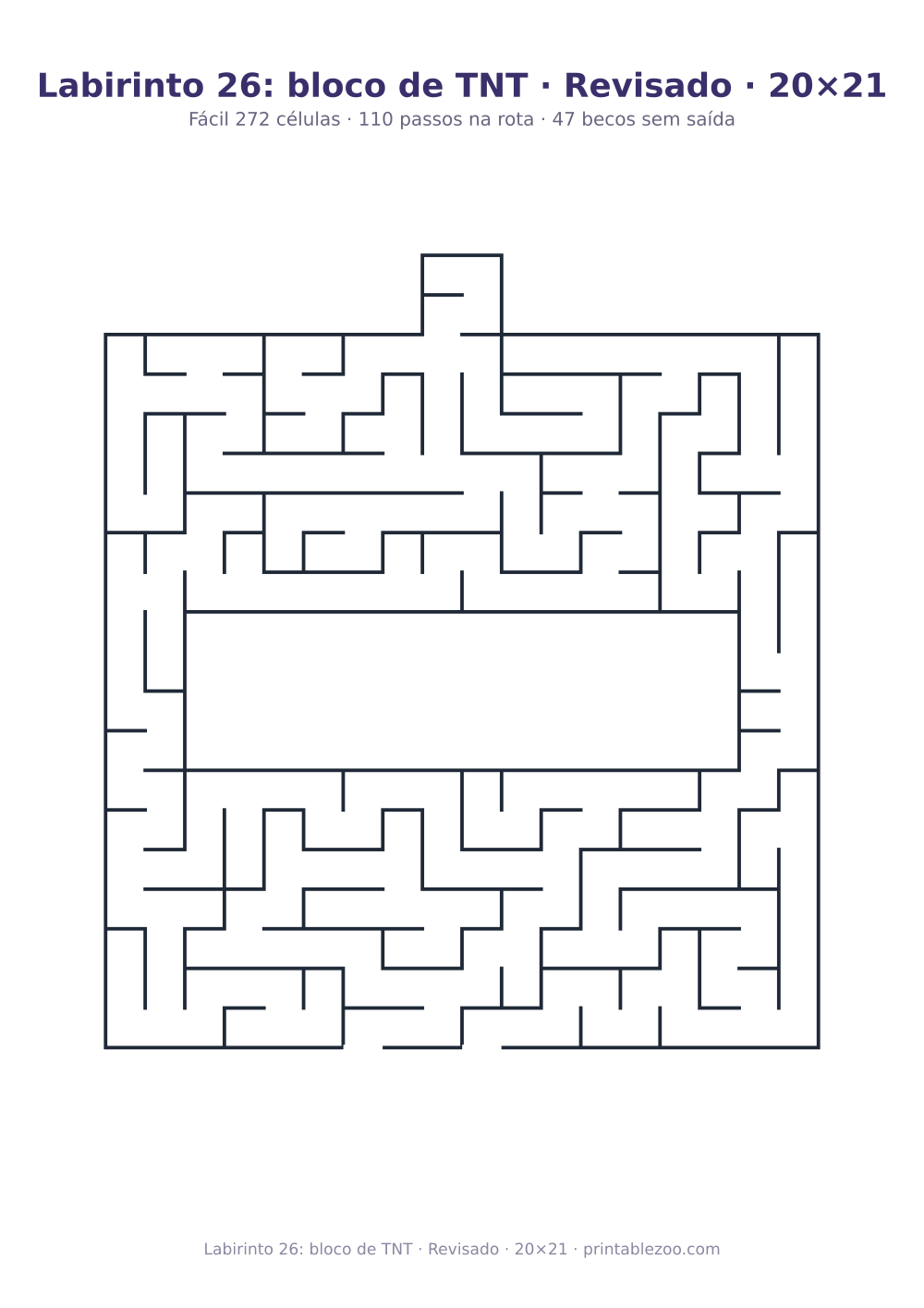 Prévia pronta para imprimir: Labirinto 26: bloco de TNT · Revisado · 20×21, catálogo nº 156403