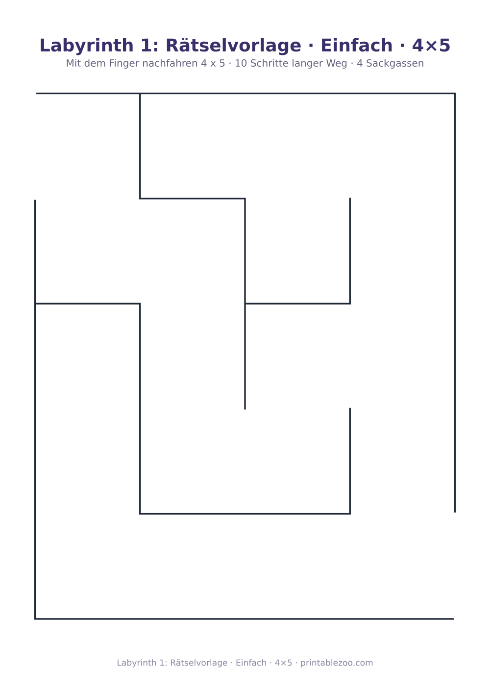 Labyrinth 1: Rätselvorlage · Einfach · 4×5 als druckfertige Vorschau, Katalognummer 152401