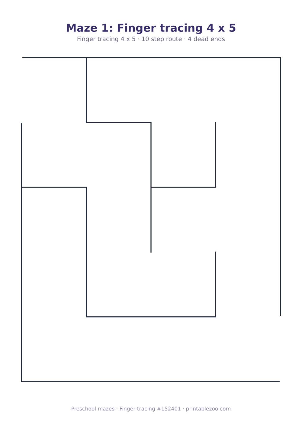 Giant finger tracing maze, 4 by 5 squares of 45mm, puzzle 152401