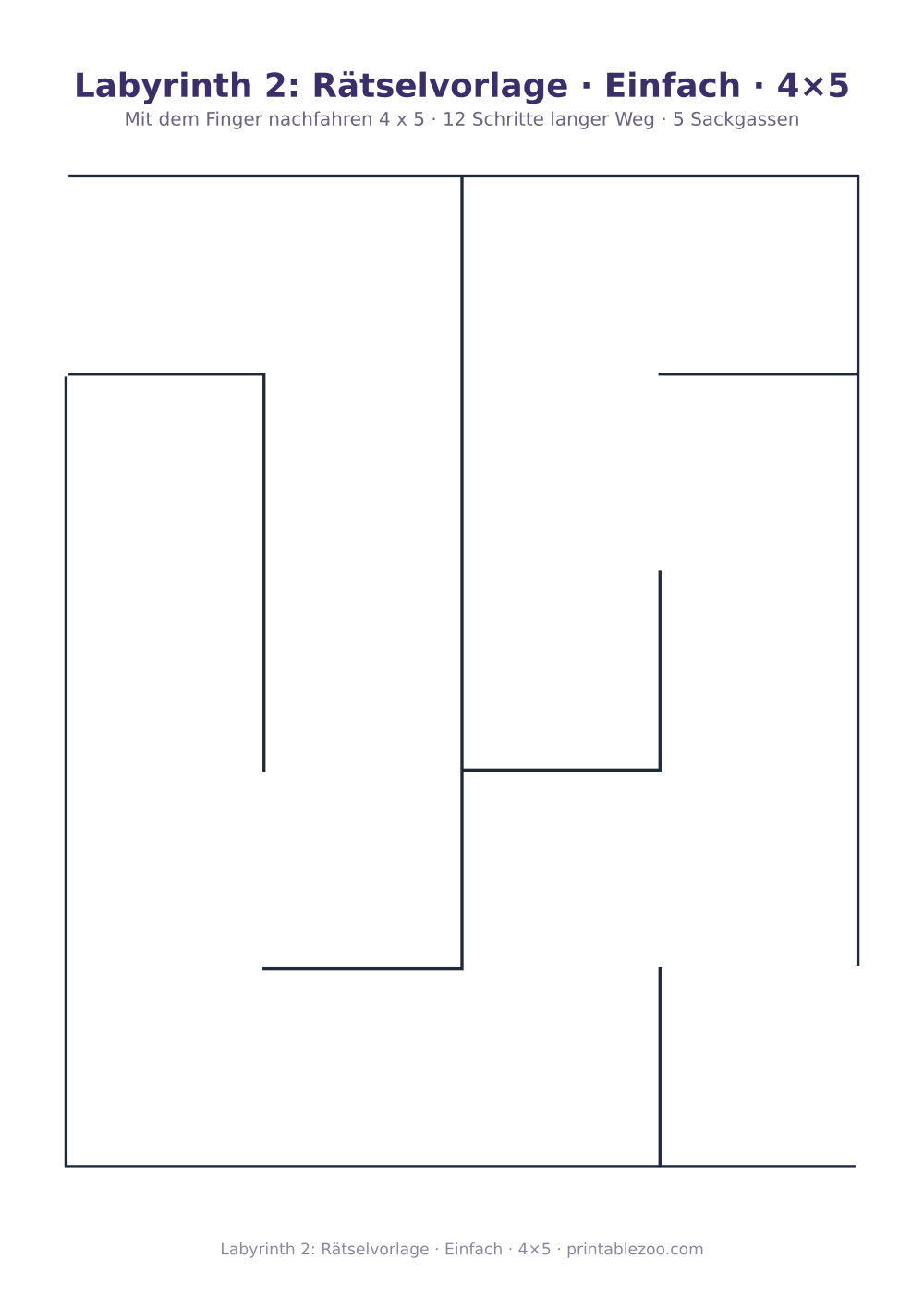 Labyrinth 2: Rätselvorlage · Einfach · 4×5 als druckfertige Vorschau, Katalognummer 152402