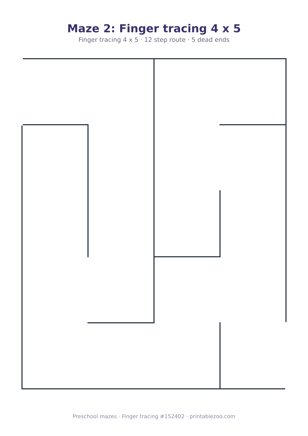 Giant finger tracing maze, 4 by 5 squares of 45mm, puzzle 152402