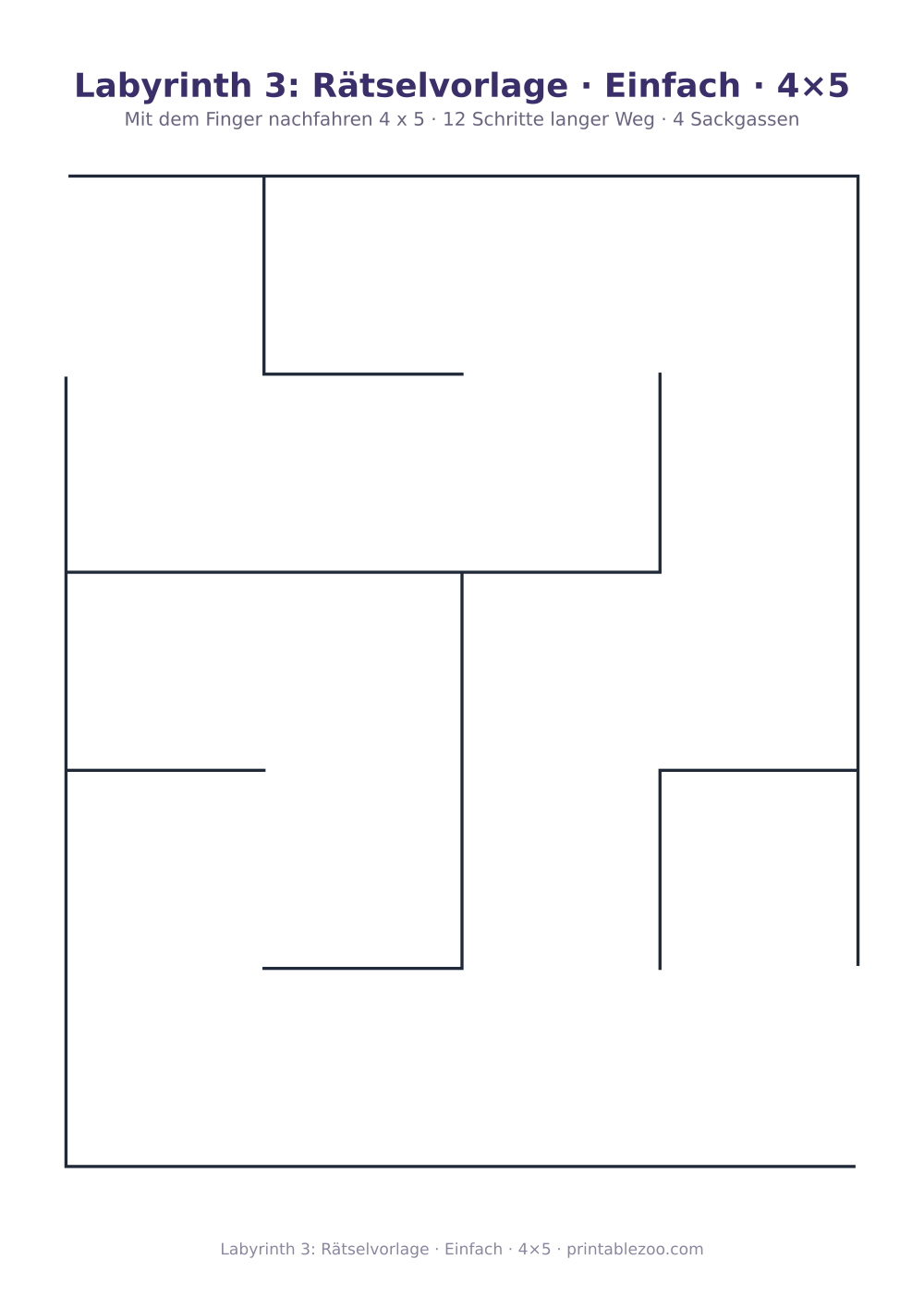 Labyrinth 3: Rätselvorlage · Einfach · 4×5 als druckfertige Vorschau, Katalognummer 152403