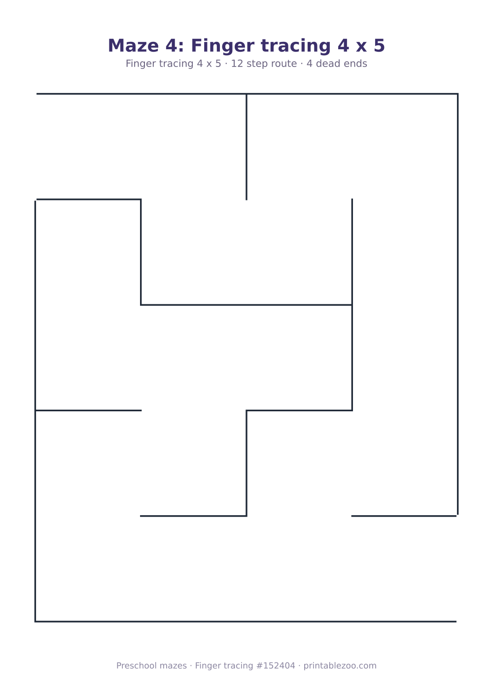 Giant finger tracing maze, 4 by 5 squares of 45mm, puzzle 152404