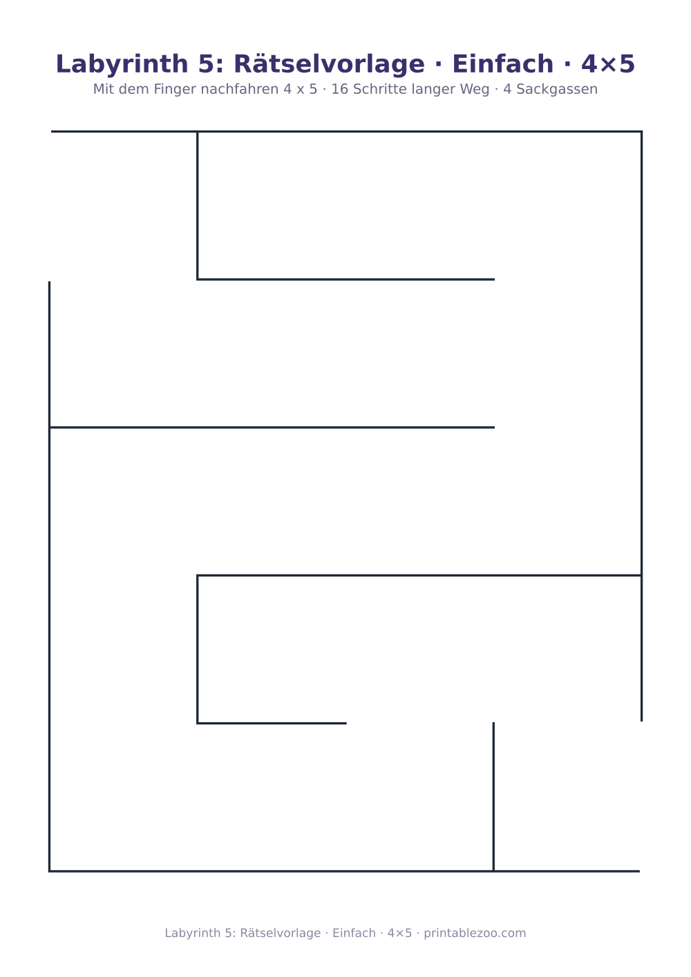 Labyrinth 5: Rätselvorlage · Einfach · 4×5 als druckfertige Vorschau, Katalognummer 152405