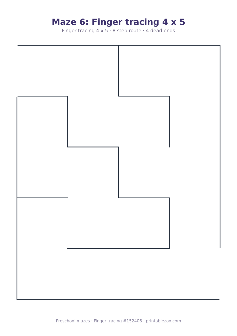 Giant finger tracing maze, 4 by 5 squares of 45mm, puzzle 152406