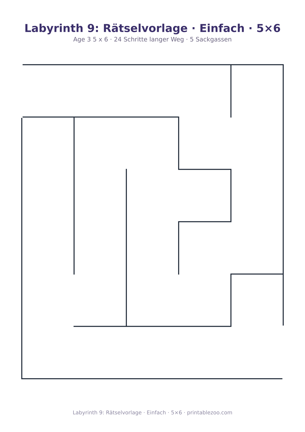 Labyrinth 9: Rätselvorlage · Einfach · 5×6 als druckfertige Vorschau, Katalognummer 152103