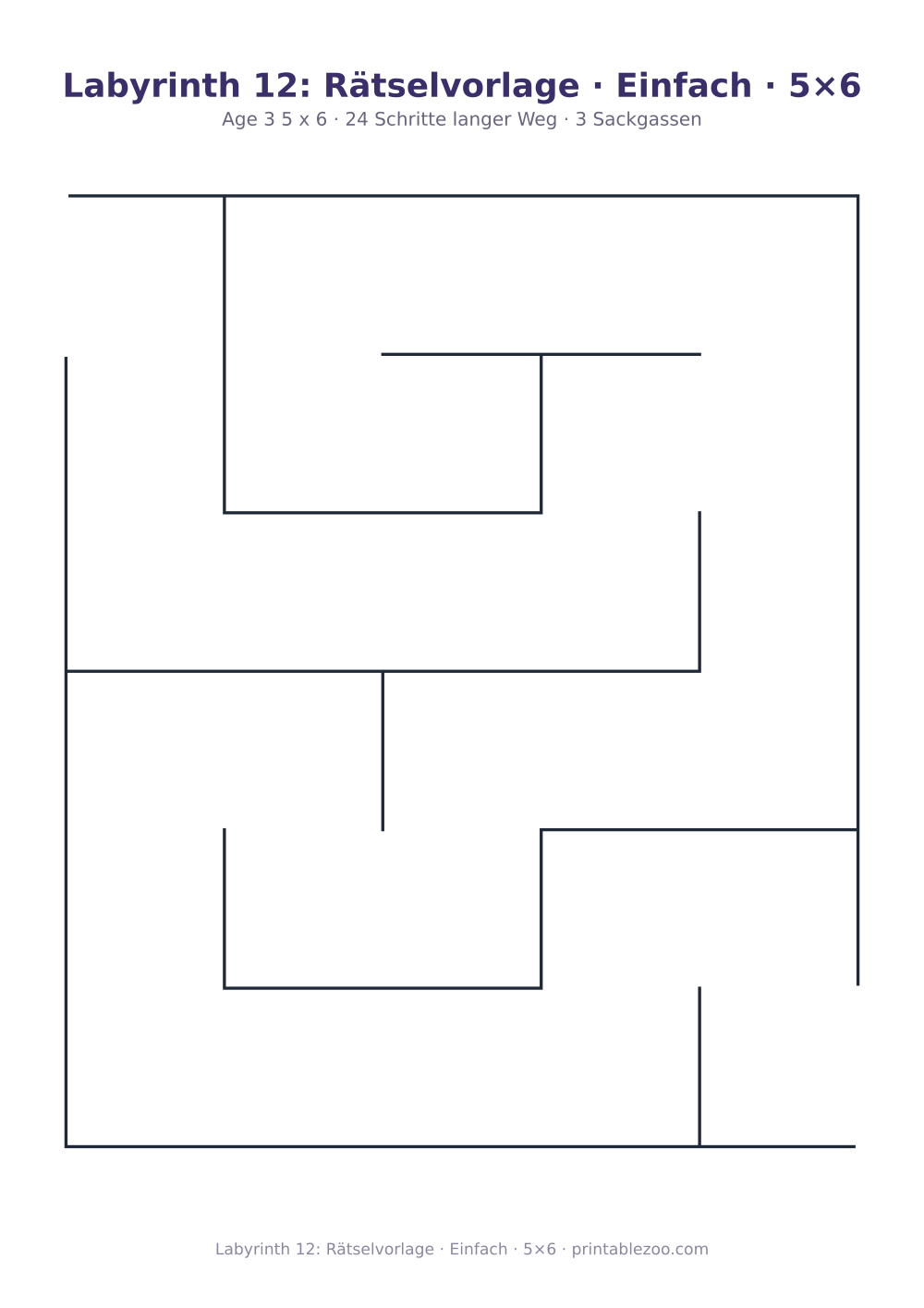 Labyrinth 12: Rätselvorlage · Einfach · 5×6 als druckfertige Vorschau, Katalognummer 152106