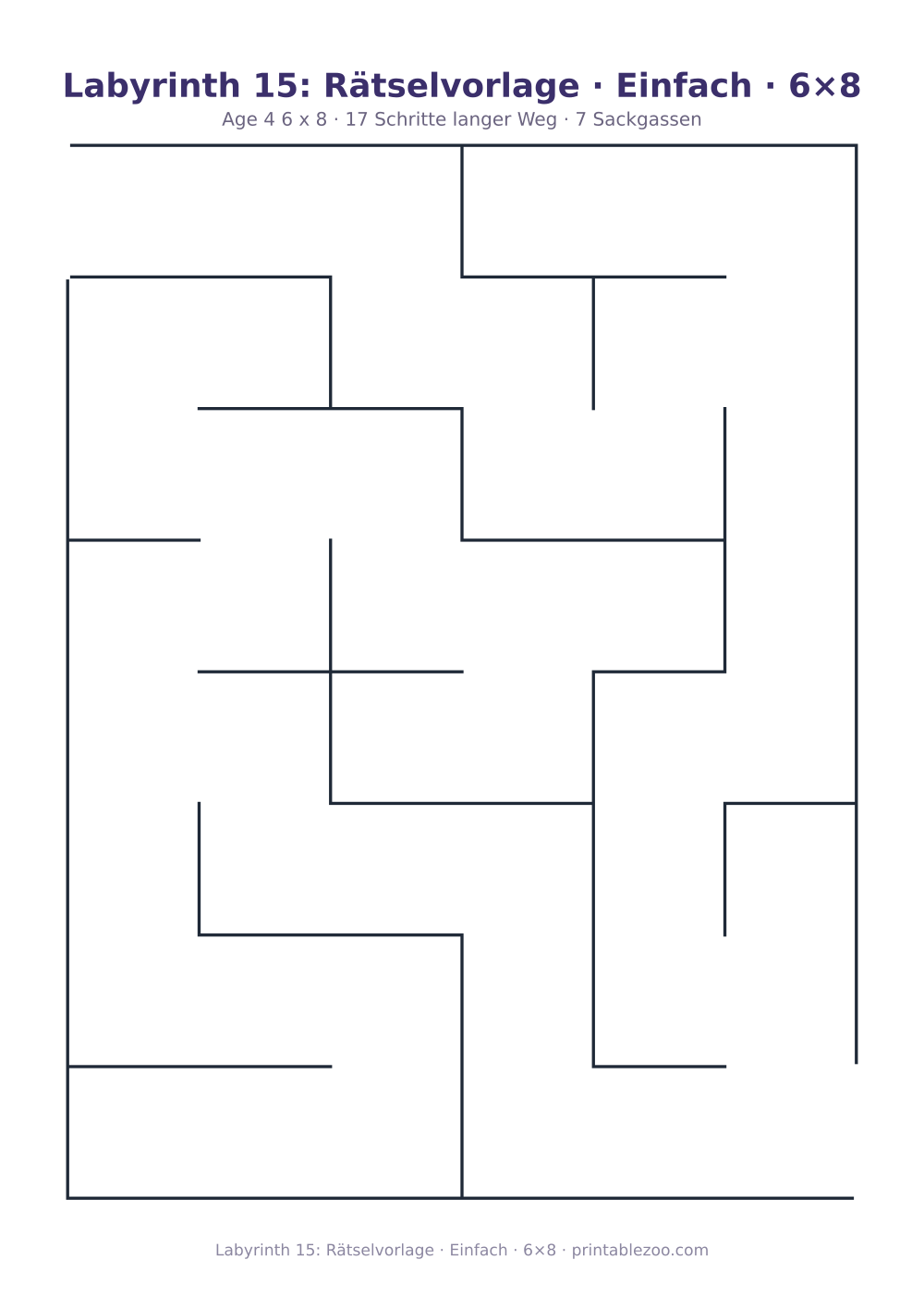 Labyrinth 15: Rätselvorlage · Einfach · 6×8 als druckfertige Vorschau, Katalognummer 152201