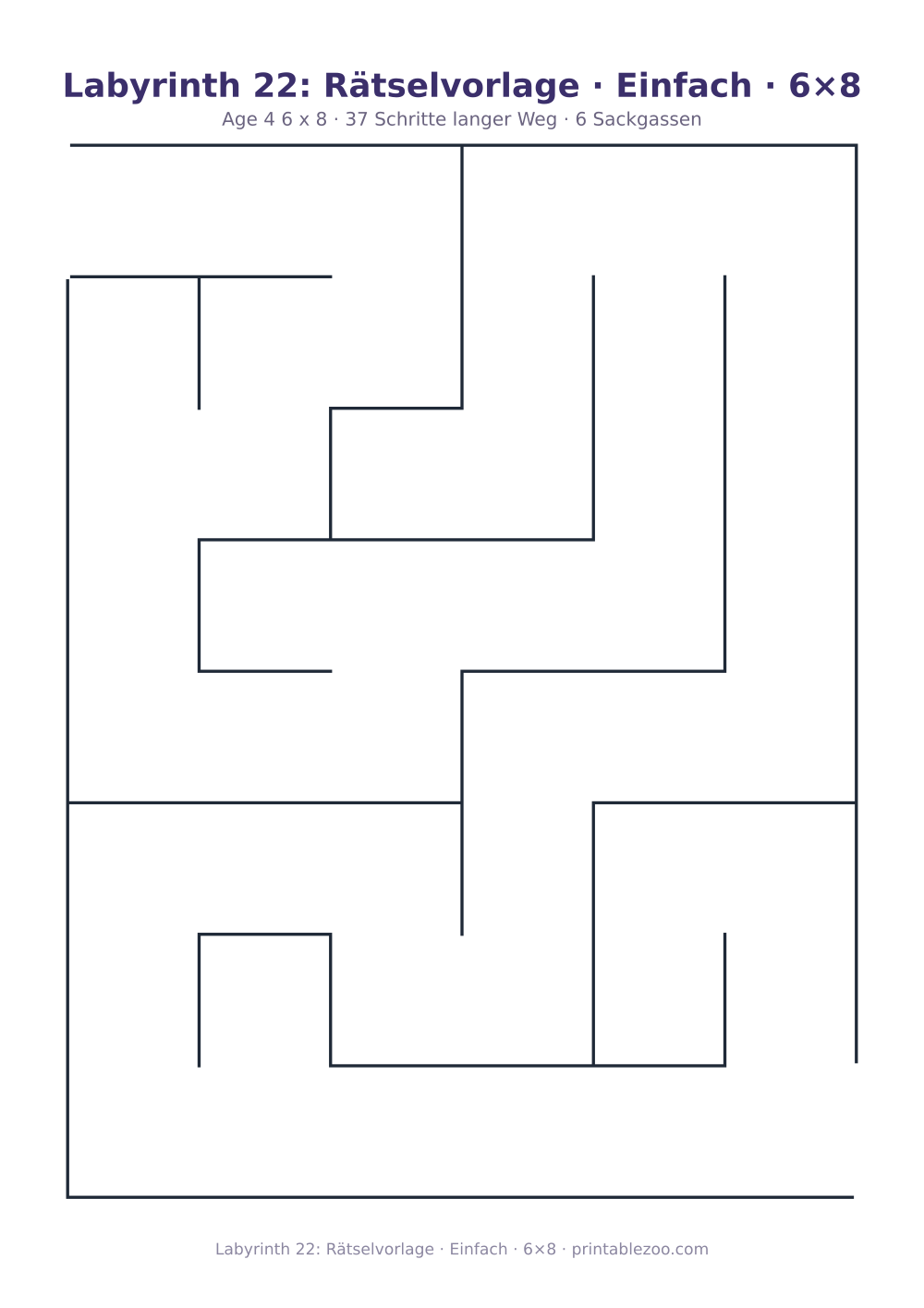Labyrinth 22: Rätselvorlage · Einfach · 6×8 als druckfertige Vorschau, Katalognummer 152208