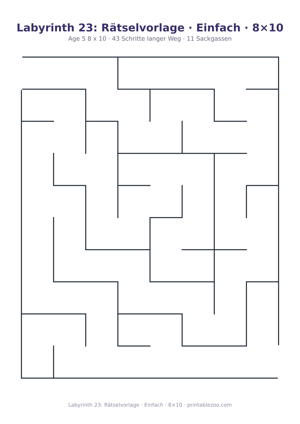 Labyrinth 23: Rätselvorlage · Einfach · 8×10 als druckfertige Vorschau, Katalognummer 152301