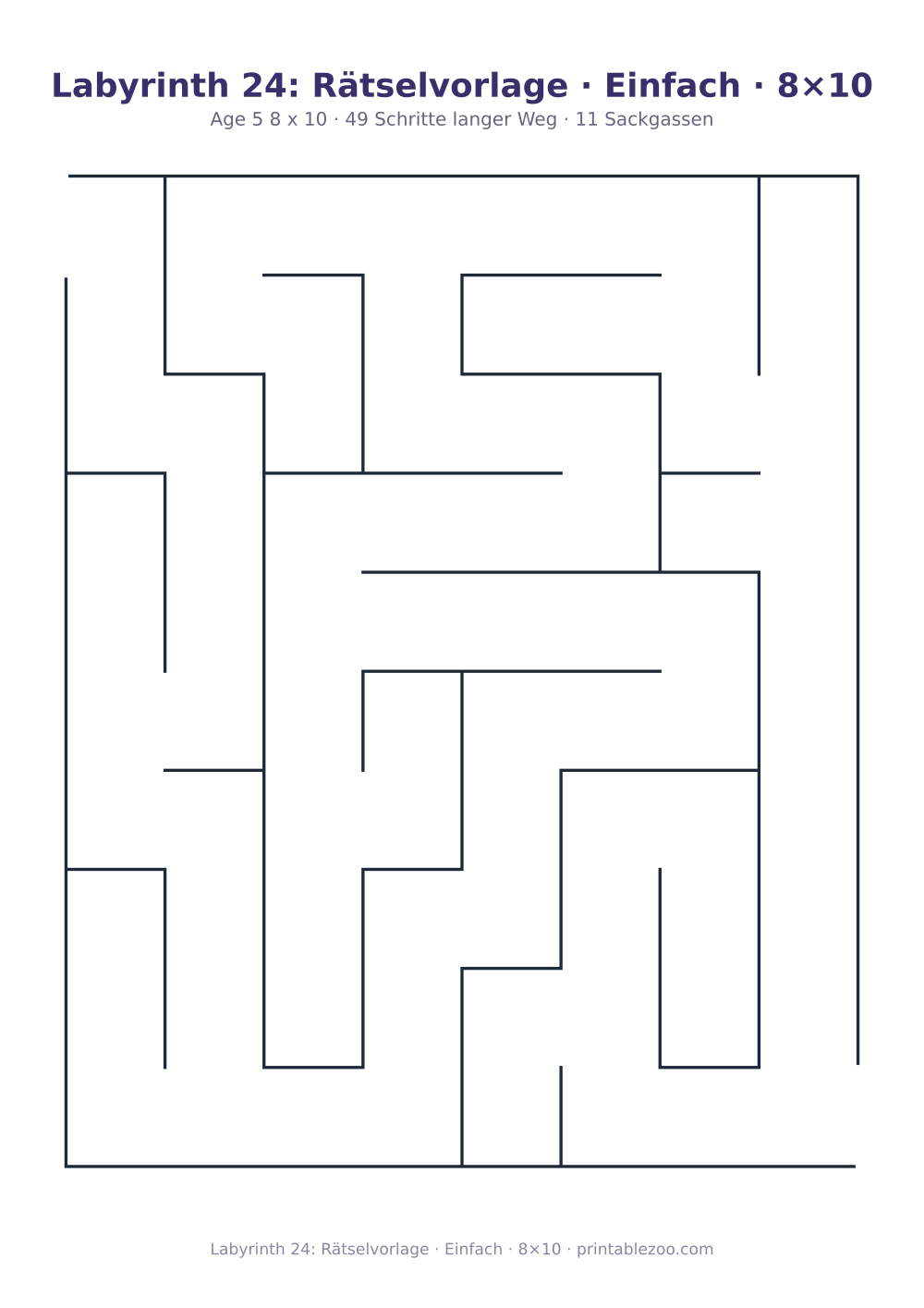 Labyrinth 24: Rätselvorlage · Einfach · 8×10 als druckfertige Vorschau, Katalognummer 152302