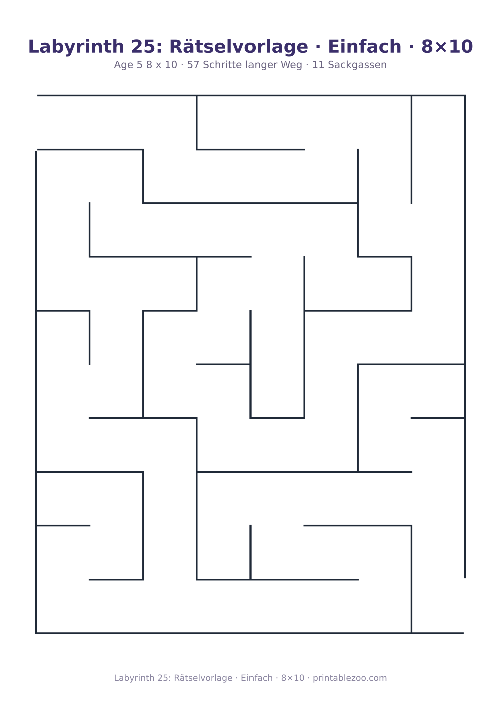 Labyrinth 25: Rätselvorlage · Einfach · 8×10 als druckfertige Vorschau, Katalognummer 152303
