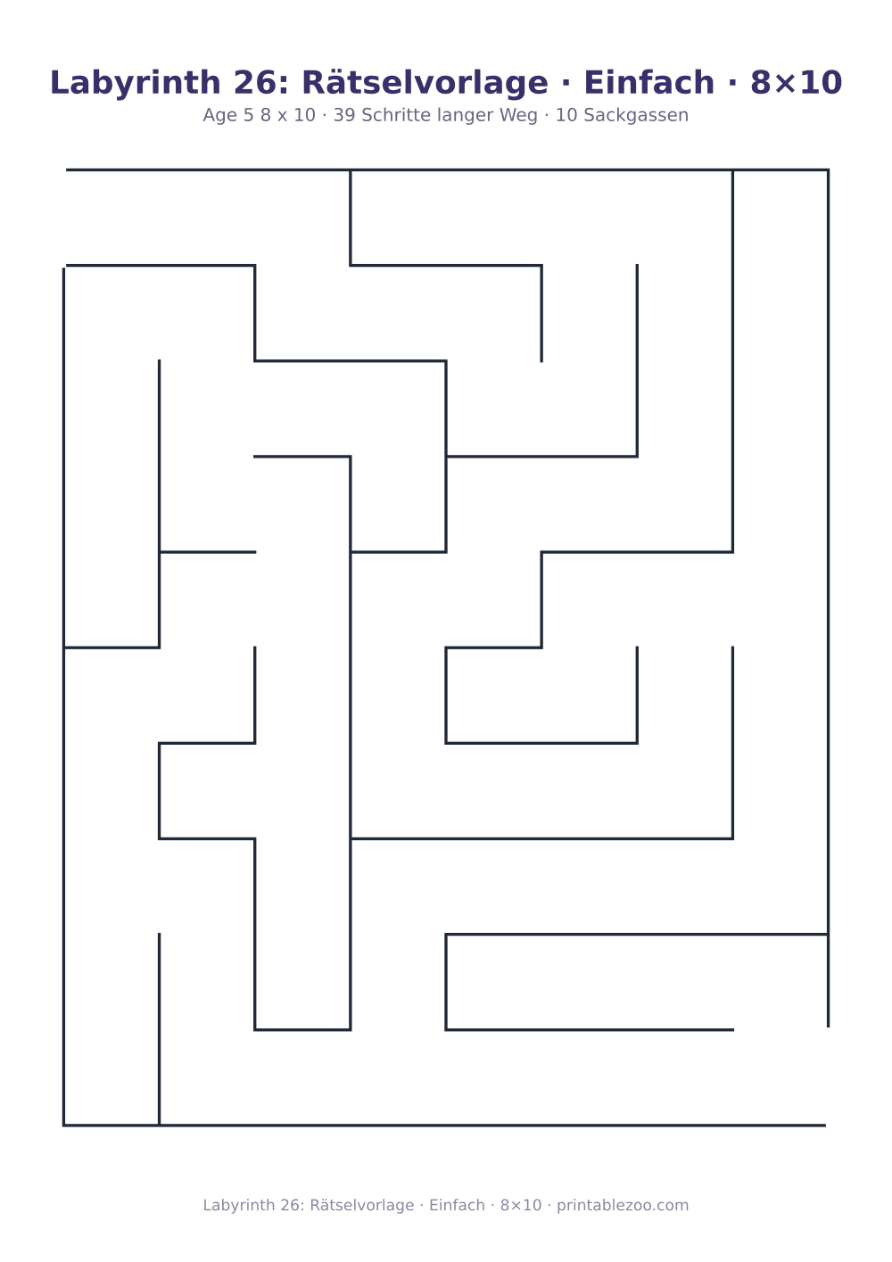 Labyrinth 26: Rätselvorlage · Einfach · 8×10 als druckfertige Vorschau, Katalognummer 152304