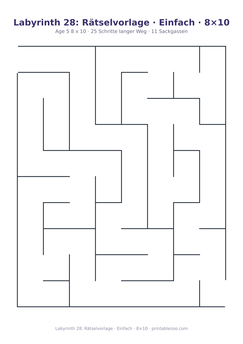 Labyrinth 28: Rätselvorlage · Einfach · 8×10 als druckfertige Vorschau, Katalognummer 152306