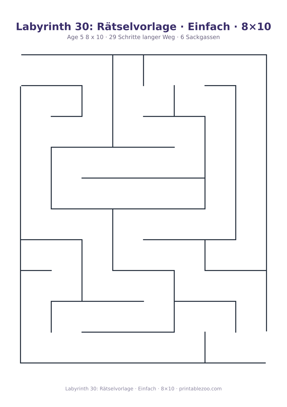 Labyrinth 30: Rätselvorlage · Einfach · 8×10 als druckfertige Vorschau, Katalognummer 152308