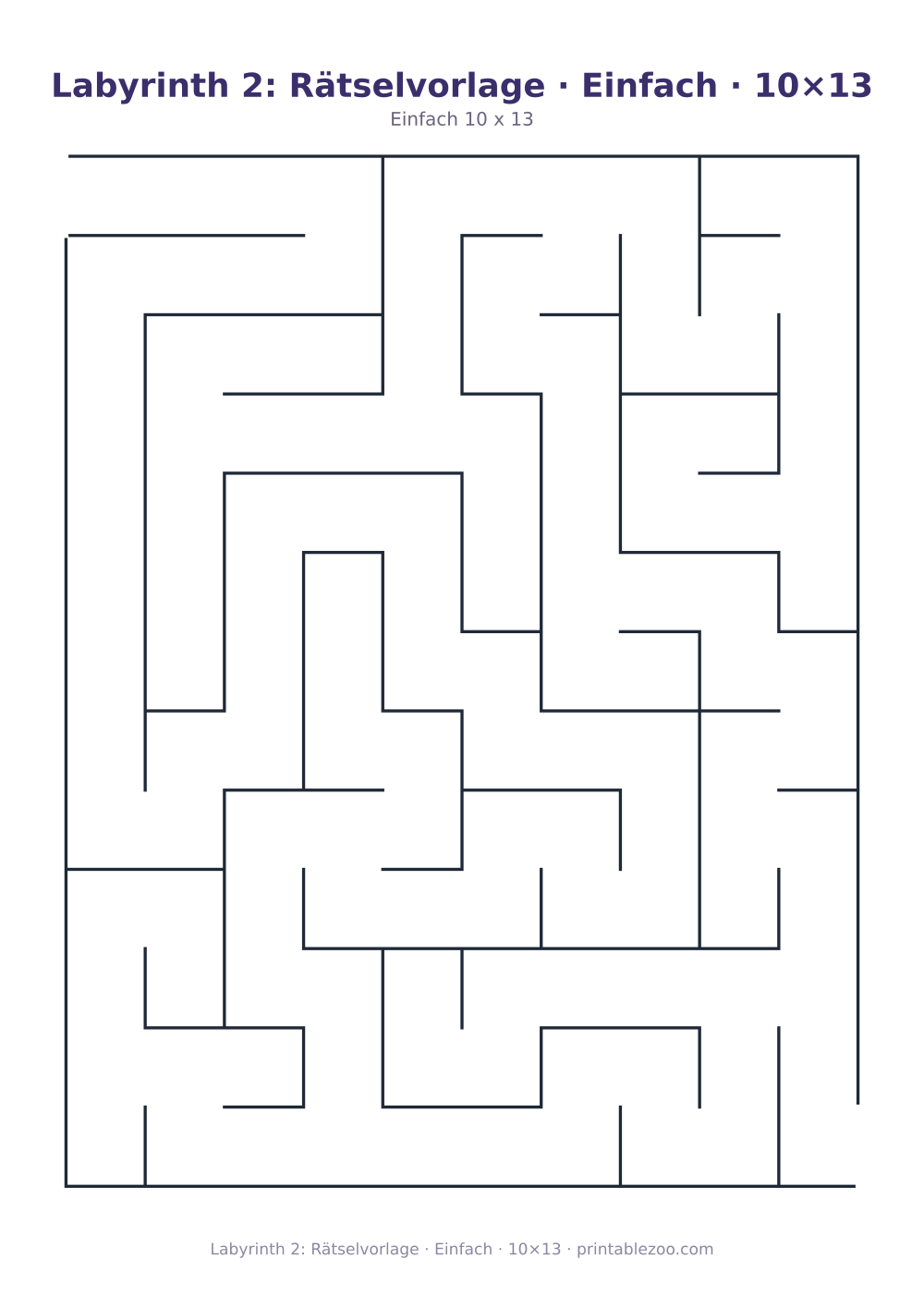 Labyrinth 2: Rätselvorlage · Einfach · 10×13 als druckfertige Vorschau, Katalognummer 100102