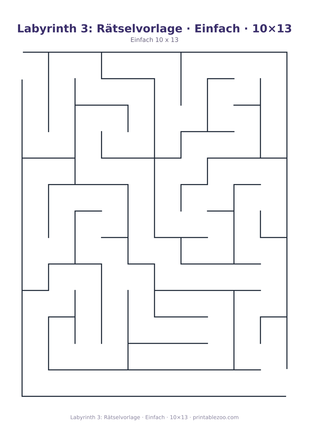 Labyrinth 3: Rätselvorlage · Einfach · 10×13 als druckfertige Vorschau, Katalognummer 100103