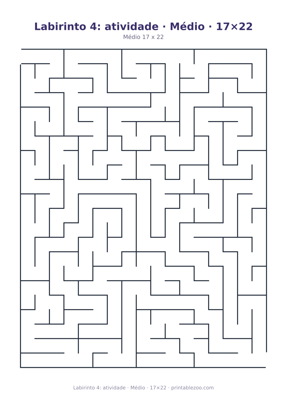Prévia pronta para imprimir: Labirinto 4: atividade · Médio · 17×22, catálogo nº 100104