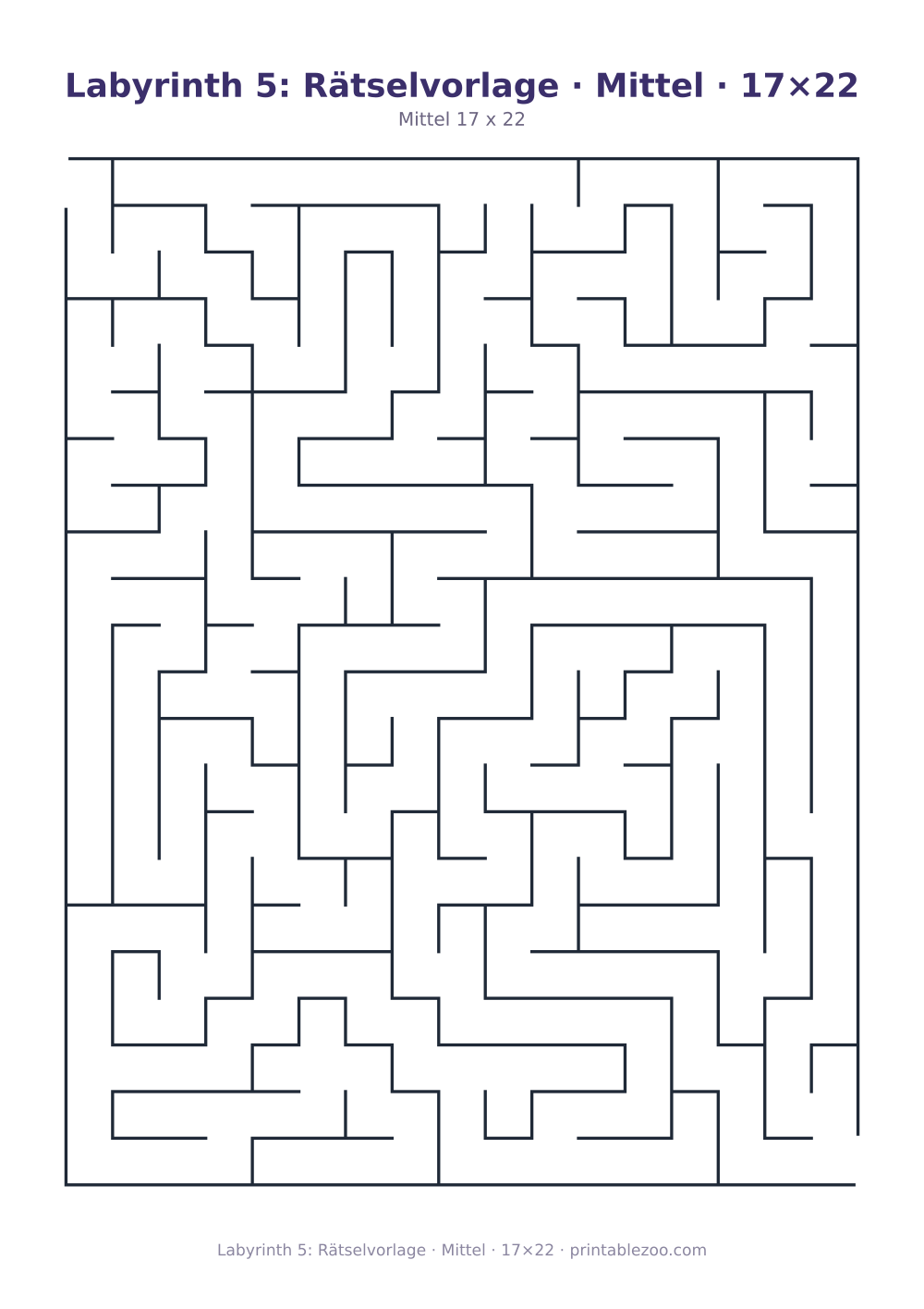 Labyrinth 5: Rätselvorlage · Mittel · 17×22 als druckfertige Vorschau, Katalognummer 100105