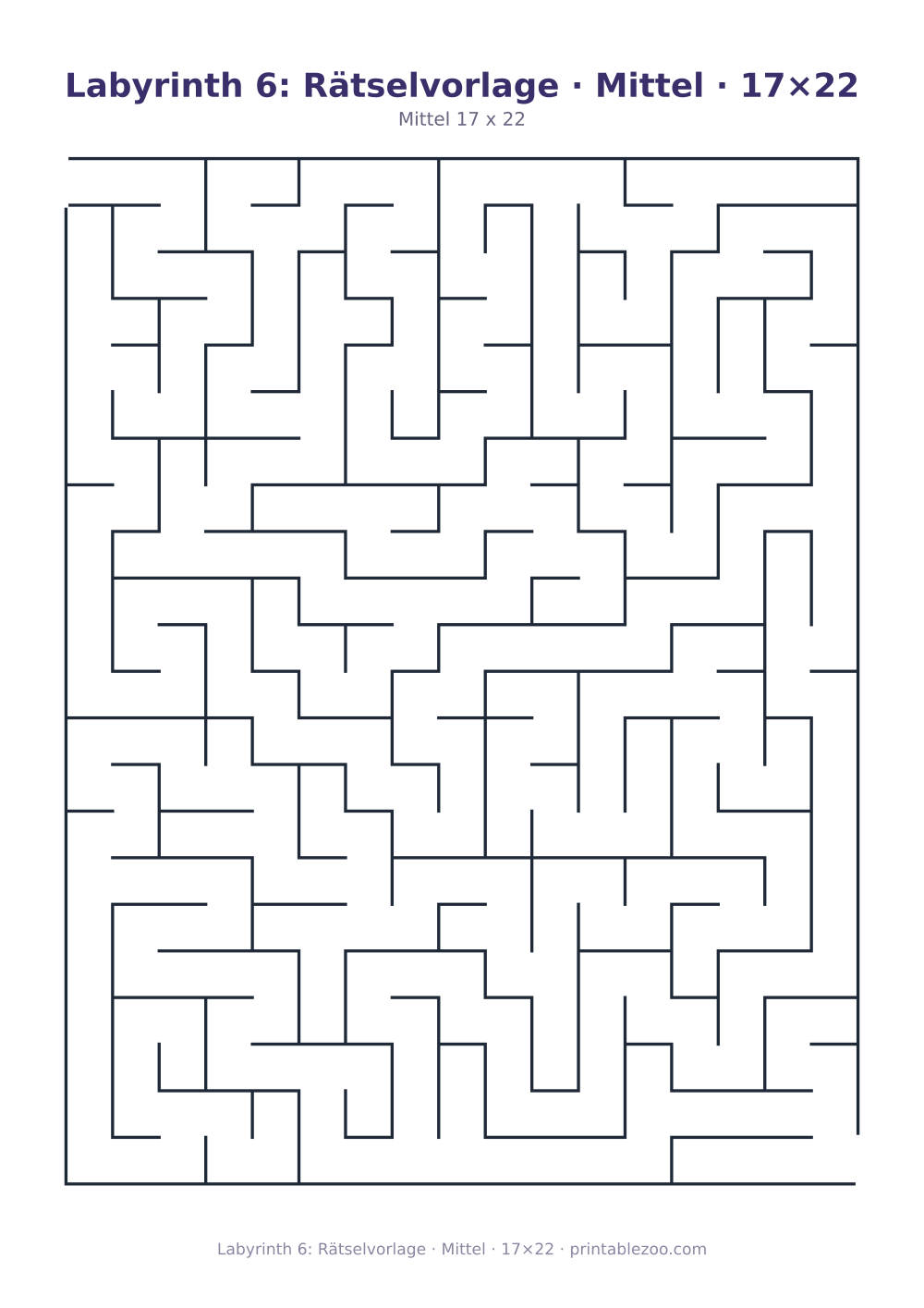 Labyrinth 6: Rätselvorlage · Mittel · 17×22 als druckfertige Vorschau, Katalognummer 100106