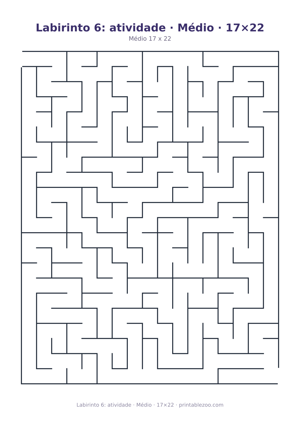 Prévia pronta para imprimir: Labirinto 6: atividade · Médio · 17×22, catálogo nº 100106