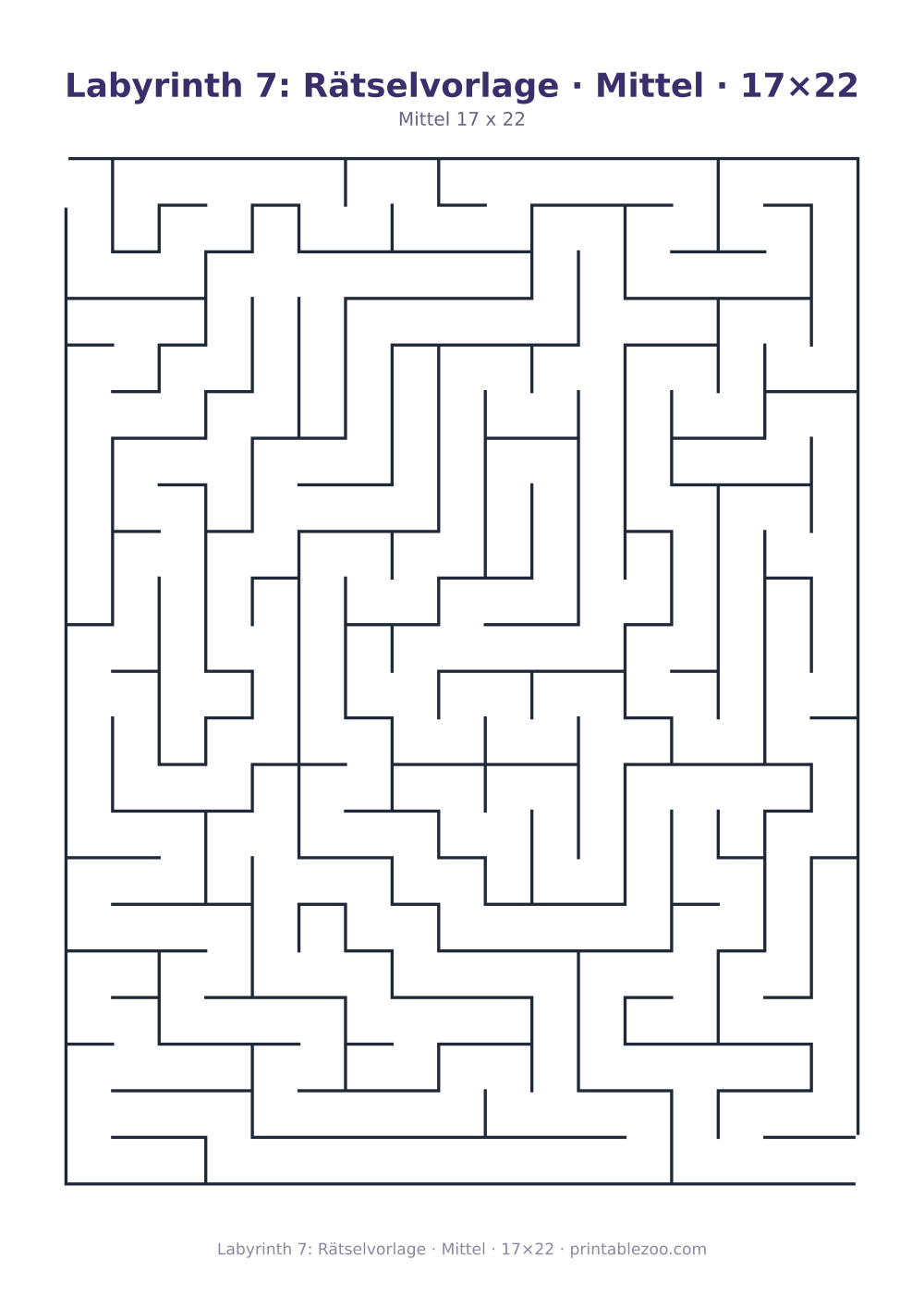 Labyrinth 7: Rätselvorlage · Mittel · 17×22 als druckfertige Vorschau, Katalognummer 100107