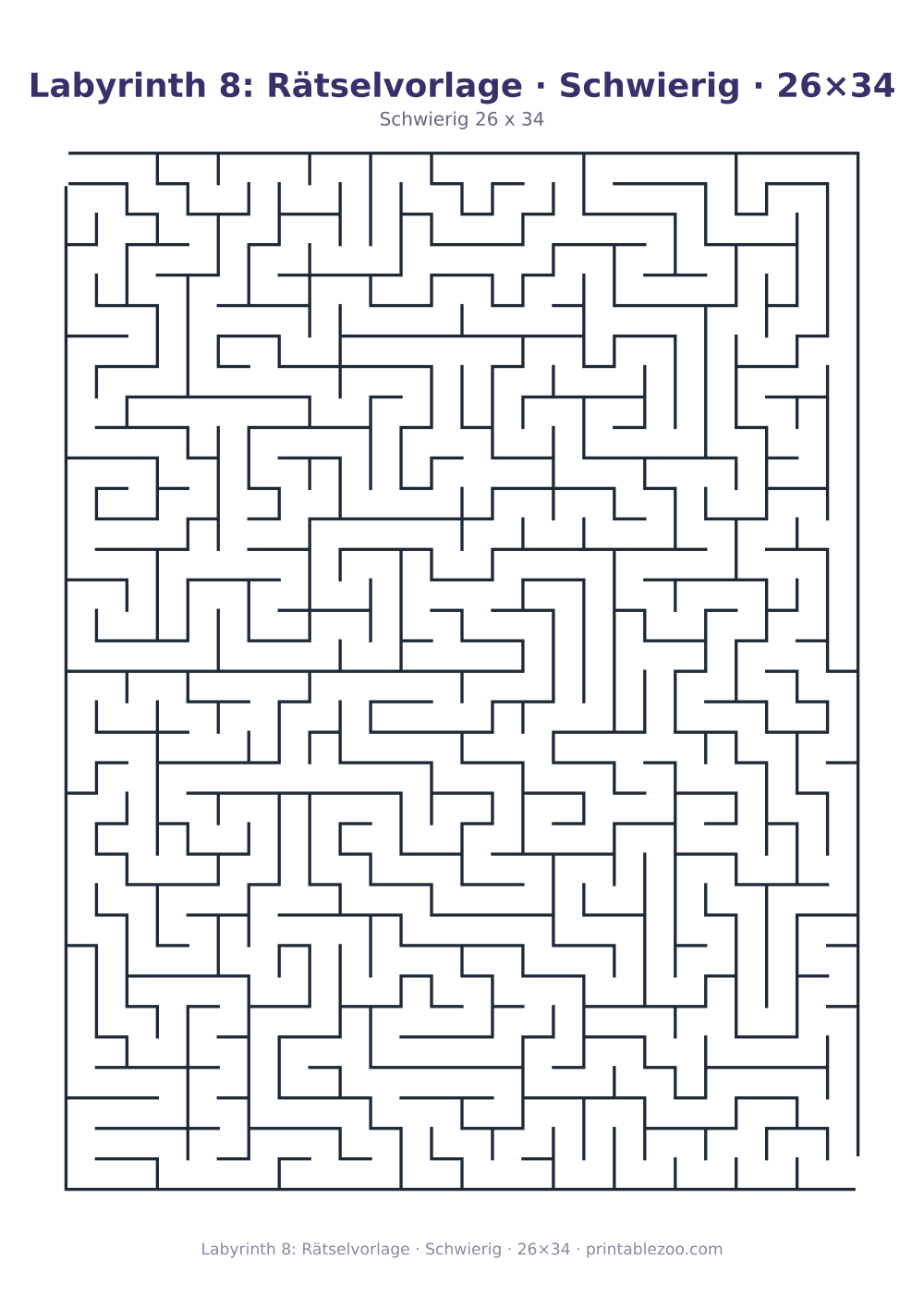 Labyrinth 8: Rätselvorlage · Schwierig · 26×34 als druckfertige Vorschau, Katalognummer 100108