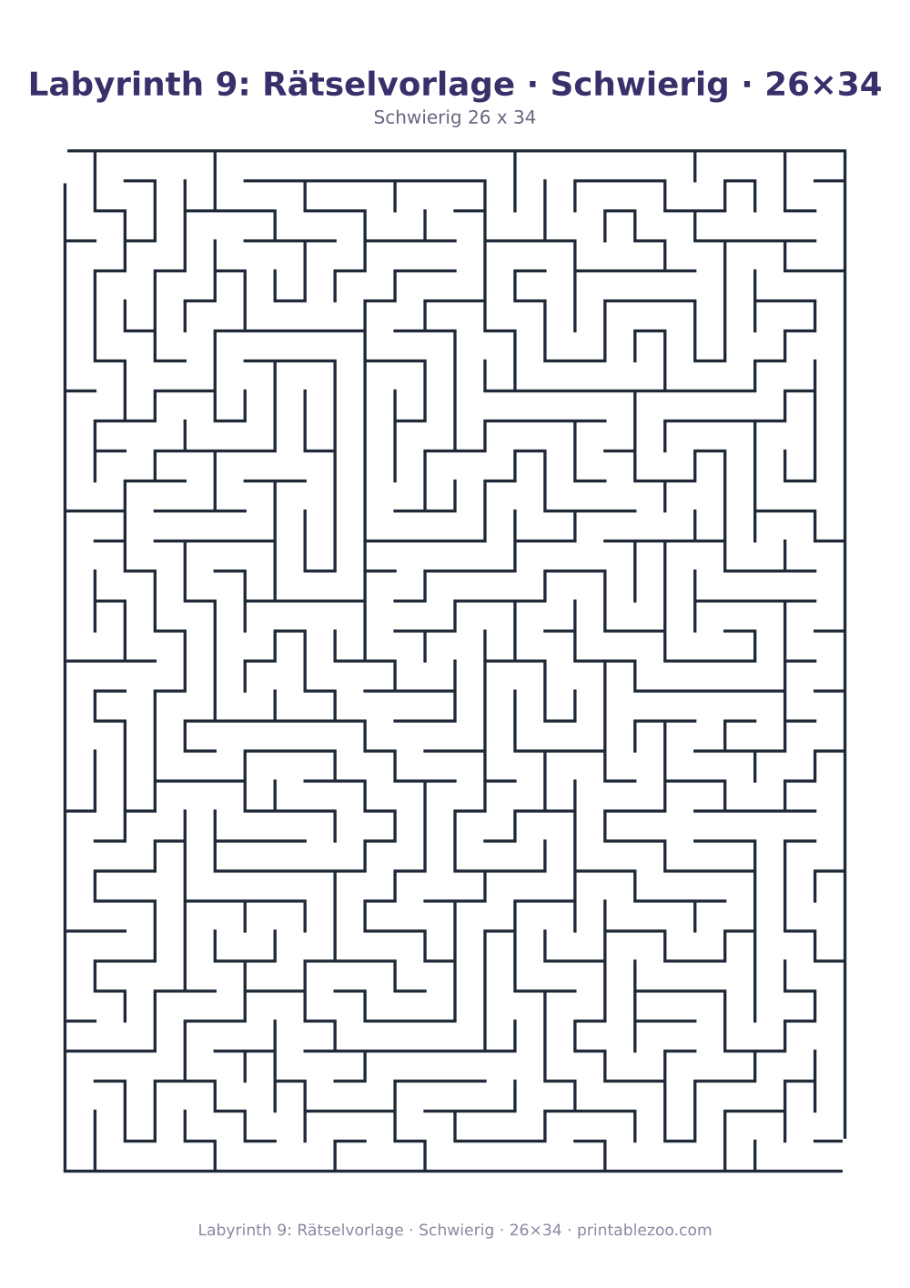 Labyrinth 9: Rätselvorlage · Schwierig · 26×34 als druckfertige Vorschau, Katalognummer 100109