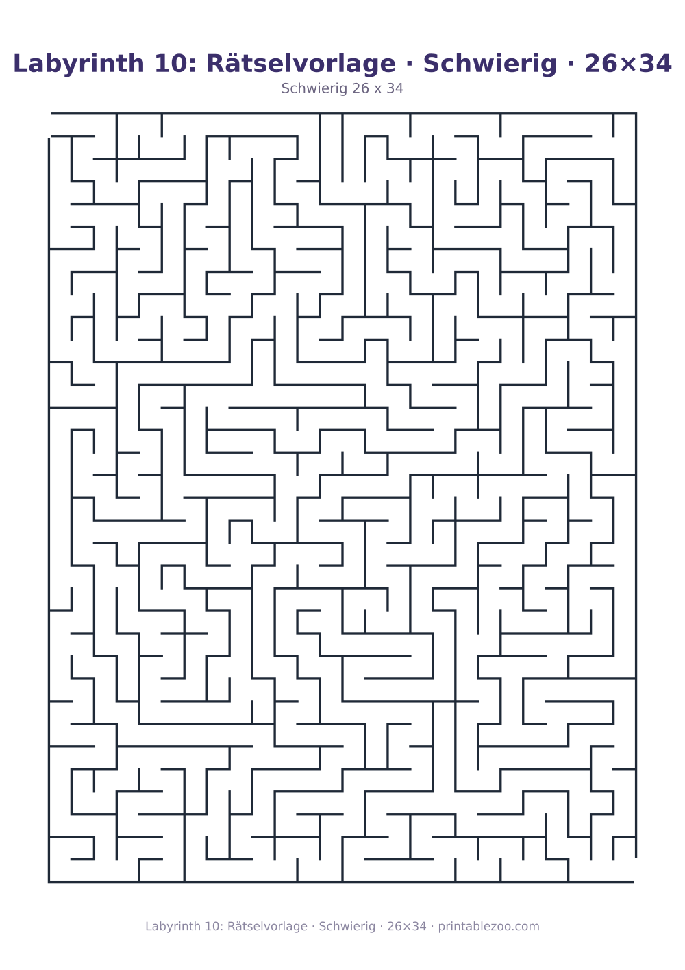 Labyrinth 10: Rätselvorlage · Schwierig · 26×34 als druckfertige Vorschau, Katalognummer 100110
