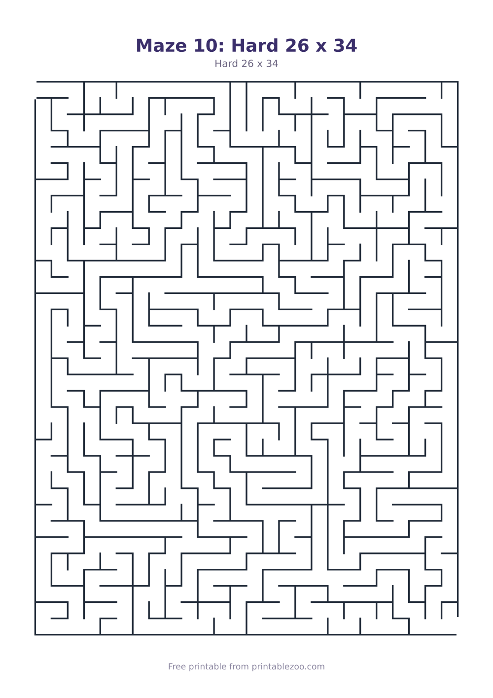 Maze 10: Hard 26 x 34