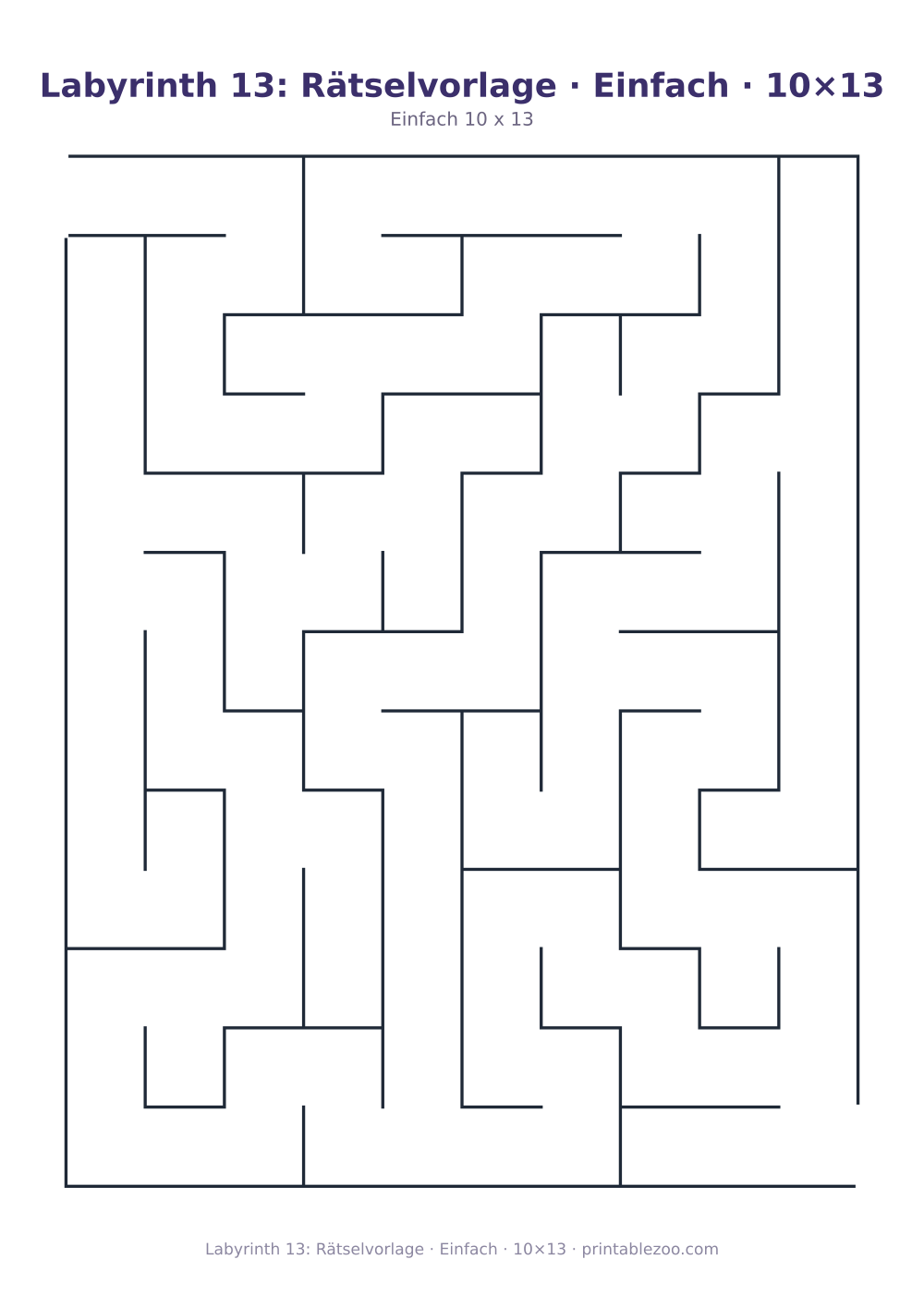 Labyrinth 13: Rätselvorlage · Einfach · 10×13 als druckfertige Vorschau, Katalognummer 100113