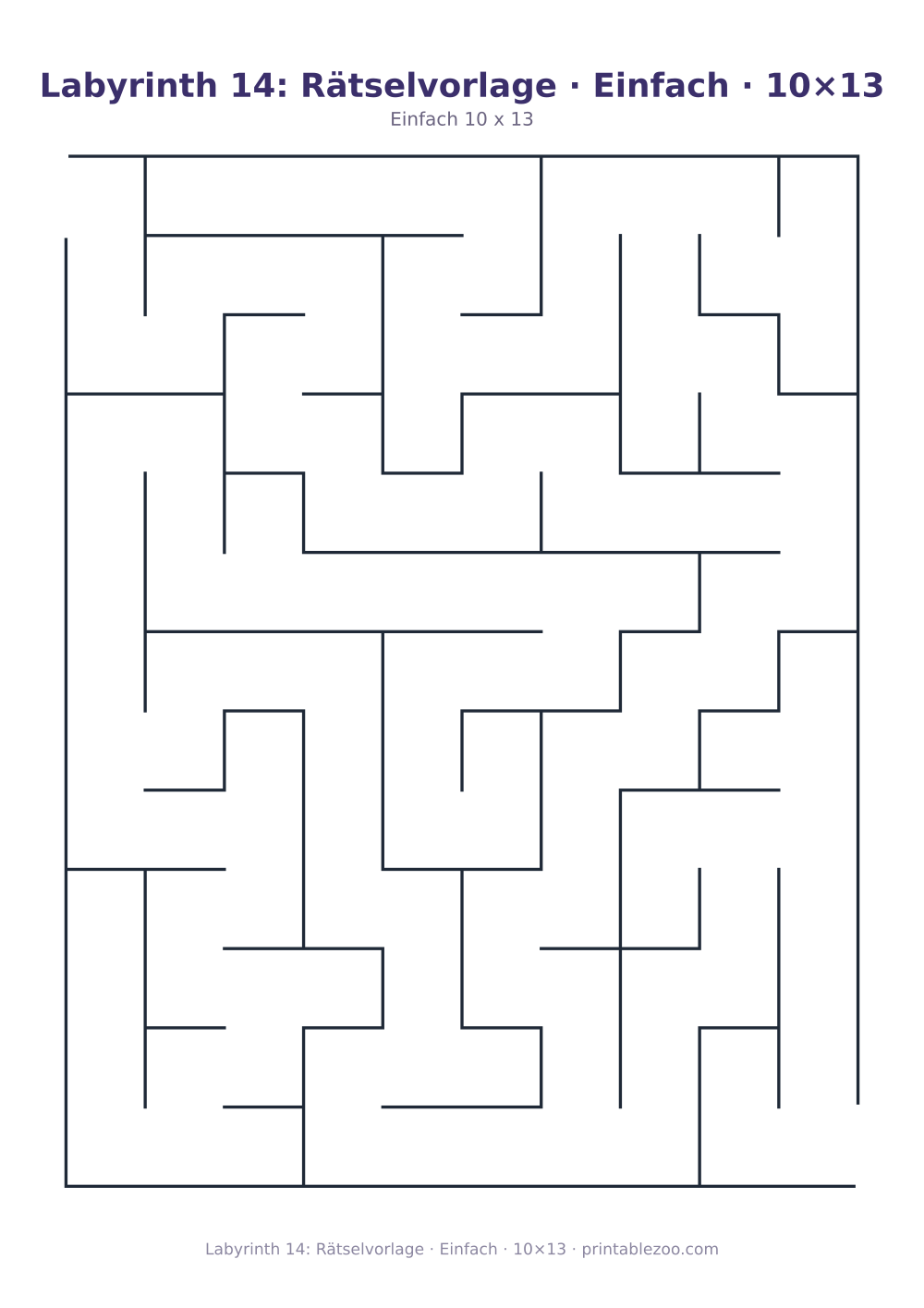 Labyrinth 14: Rätselvorlage · Einfach · 10×13 als druckfertige Vorschau, Katalognummer 100114