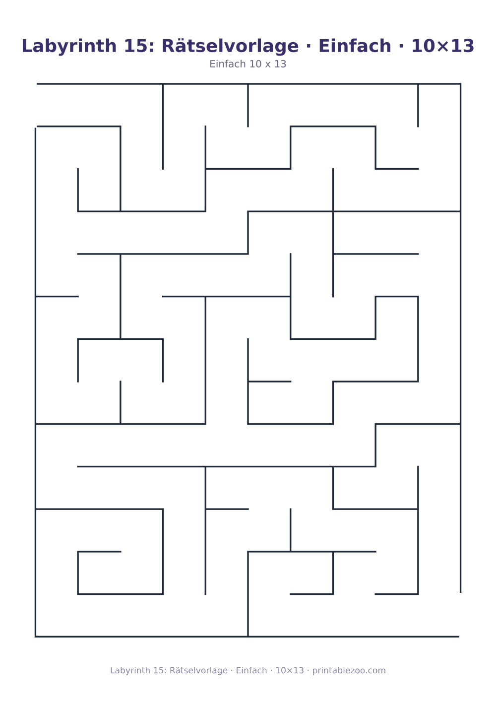 Labyrinth 15: Rätselvorlage · Einfach · 10×13 als druckfertige Vorschau, Katalognummer 100115