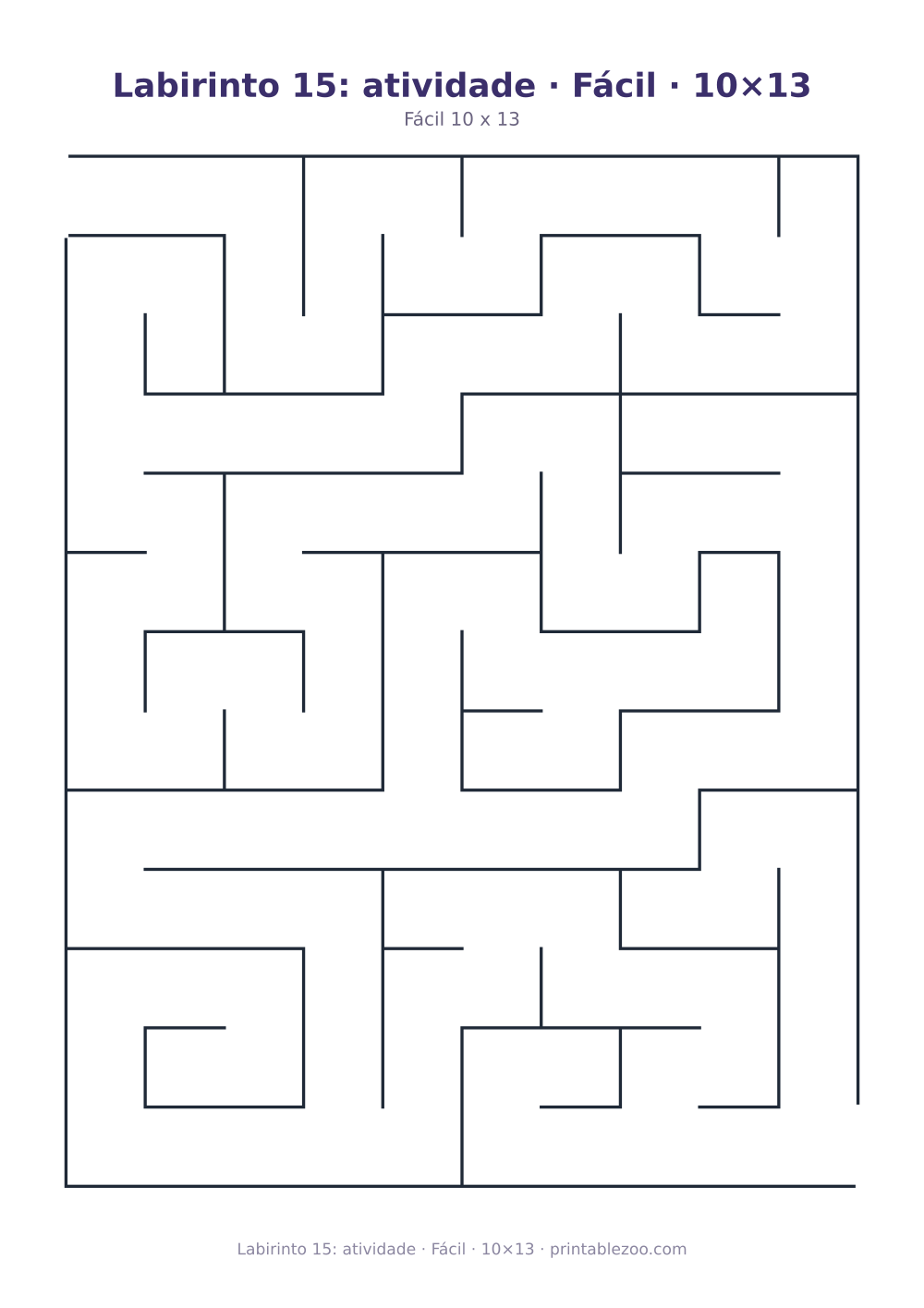 Prévia pronta para imprimir: Labirinto 15: atividade · Fácil · 10×13, catálogo nº 100115