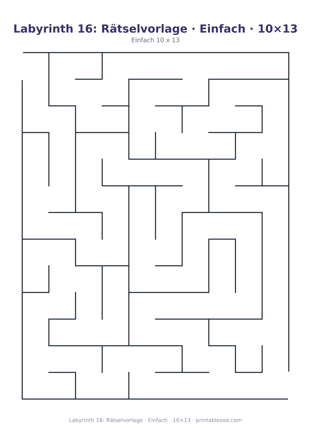 Labyrinth 16: Rätselvorlage · Einfach · 10×13 als druckfertige Vorschau, Katalognummer 100116