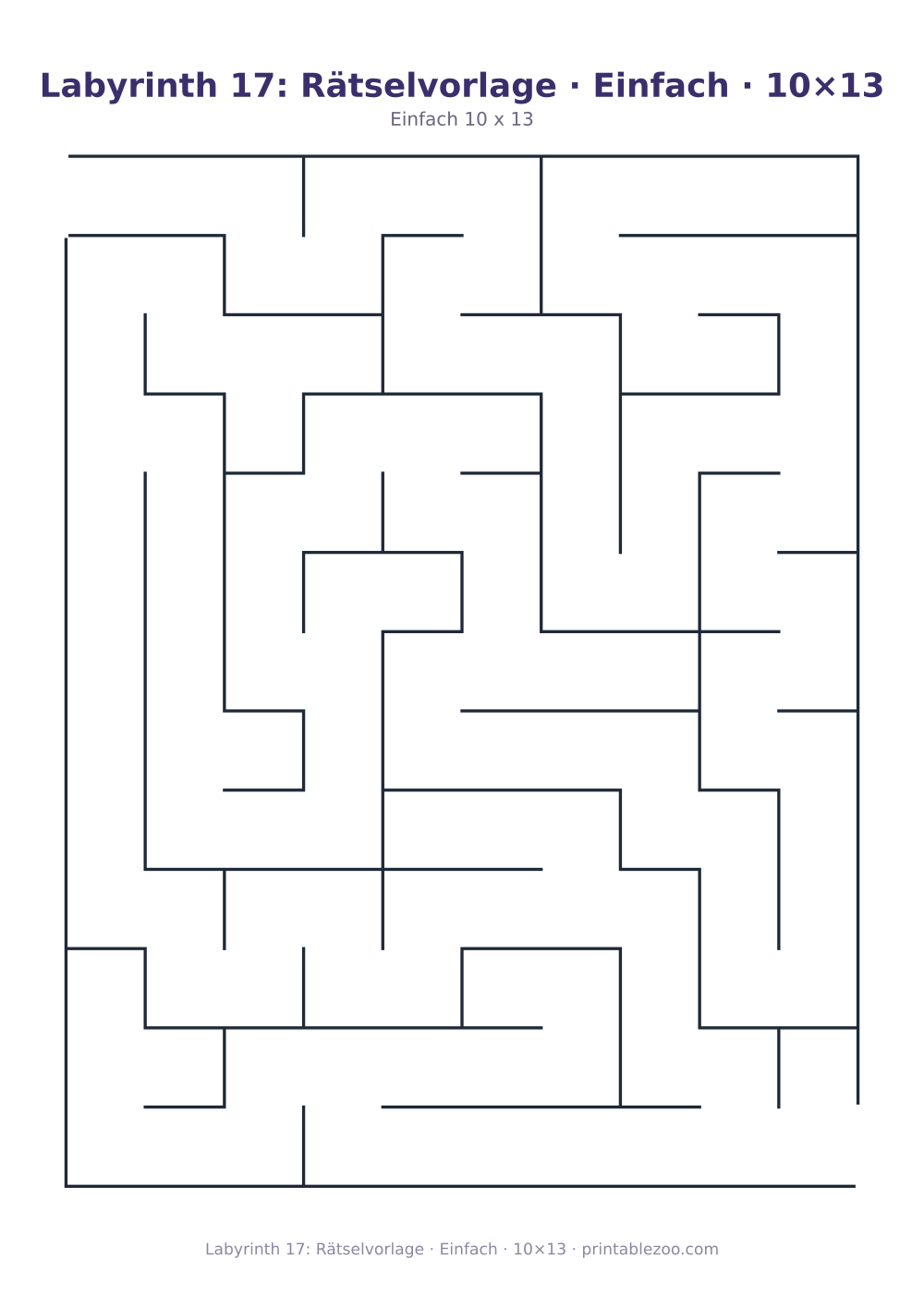 Labyrinth 17: Rätselvorlage · Einfach · 10×13 als druckfertige Vorschau, Katalognummer 100117