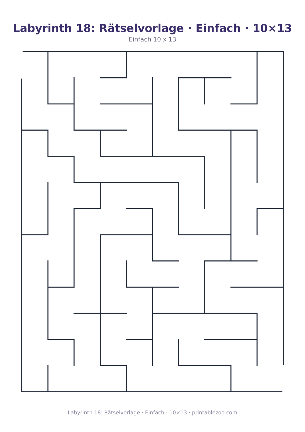 Labyrinth 18: Rätselvorlage · Einfach · 10×13 als druckfertige Vorschau, Katalognummer 100118