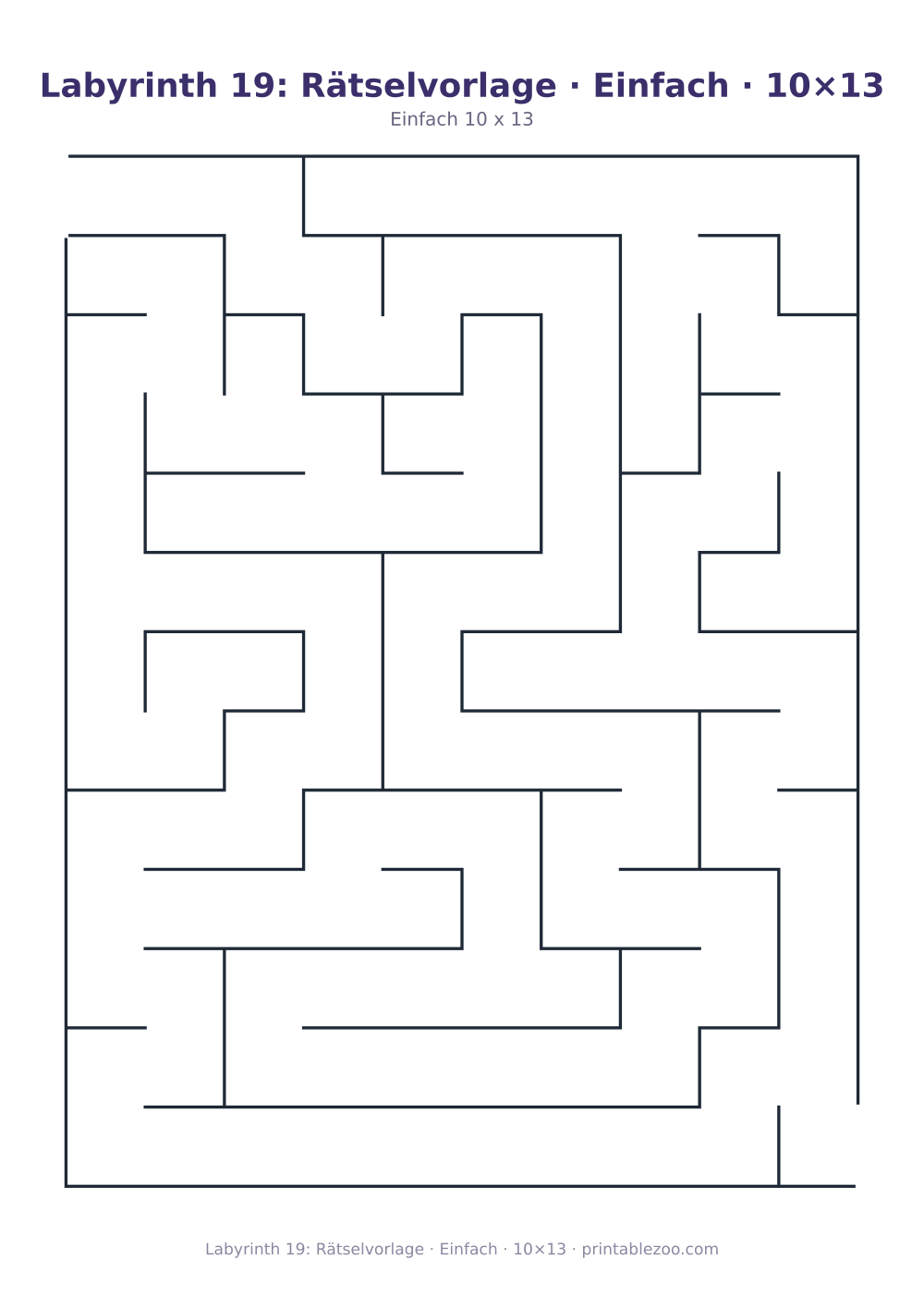 Labyrinth 19: Rätselvorlage · Einfach · 10×13 als druckfertige Vorschau, Katalognummer 100119