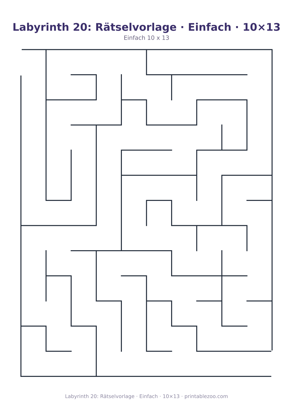 Labyrinth 20: Rätselvorlage · Einfach · 10×13 als druckfertige Vorschau, Katalognummer 100120