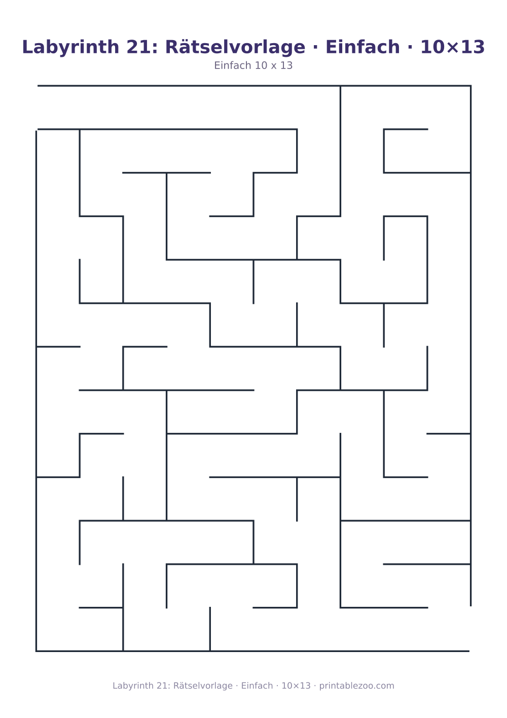 Labyrinth 21: Rätselvorlage · Einfach · 10×13 als druckfertige Vorschau, Katalognummer 100121