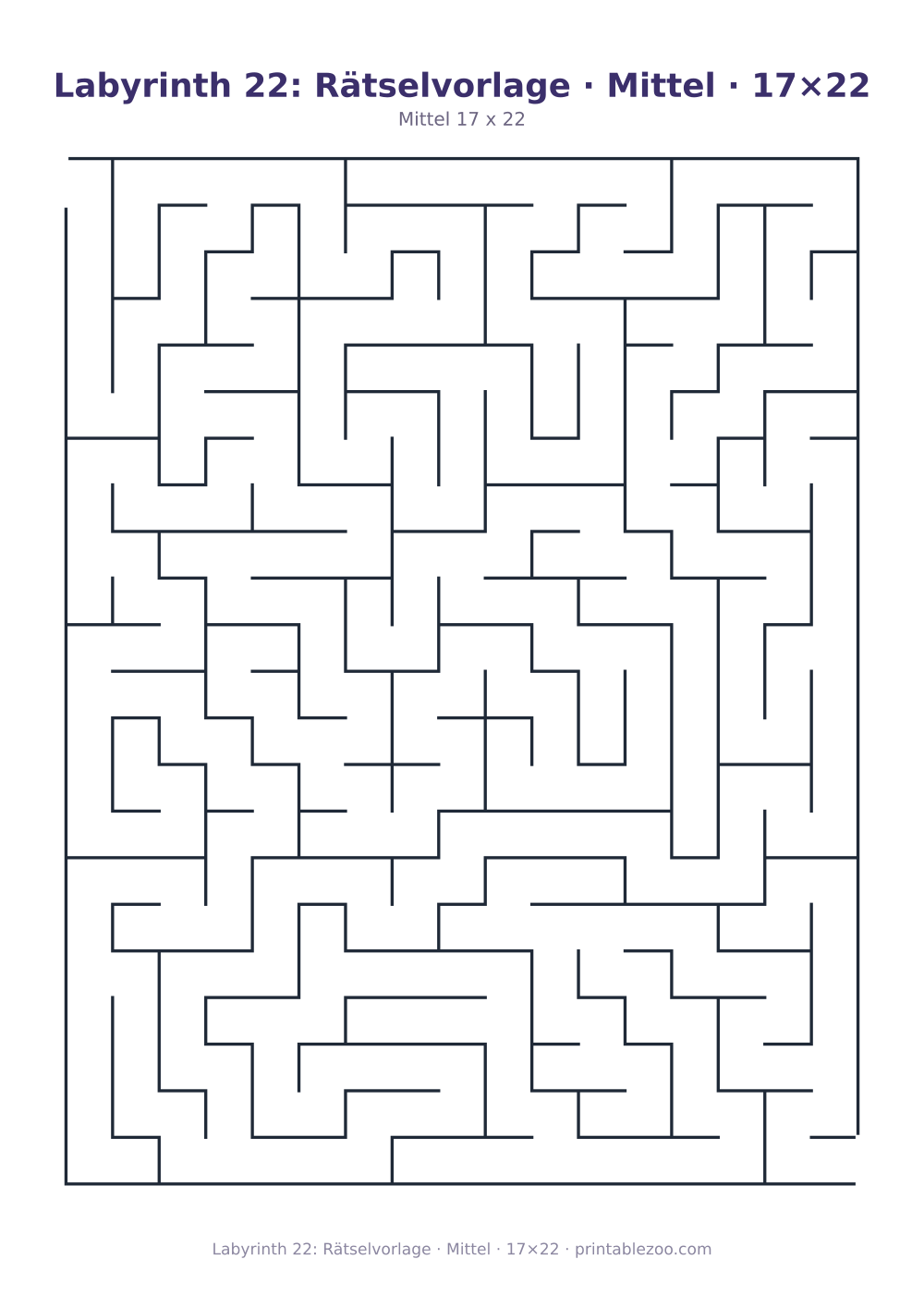 Labyrinth 22: Rätselvorlage · Mittel · 17×22 als druckfertige Vorschau, Katalognummer 100122