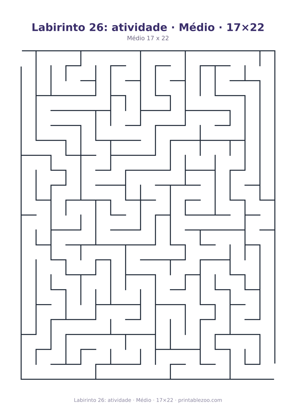 Prévia pronta para imprimir: Labirinto 26: atividade · Médio · 17×22, catálogo nº 100126
