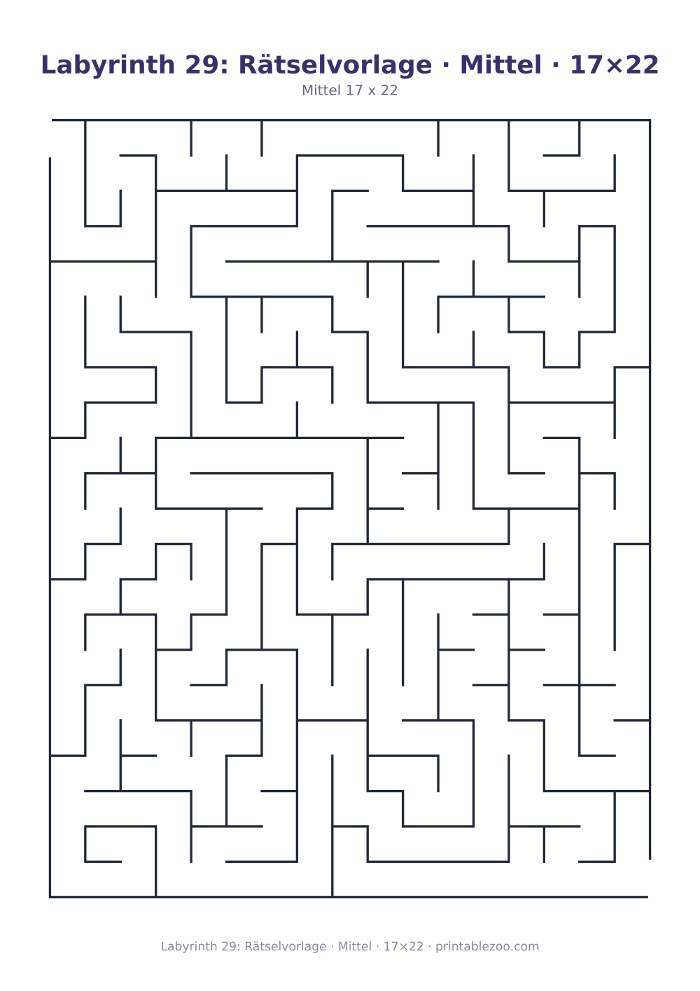 Labyrinth 29: Rätselvorlage · Mittel · 17×22 als druckfertige Vorschau, Katalognummer 100129