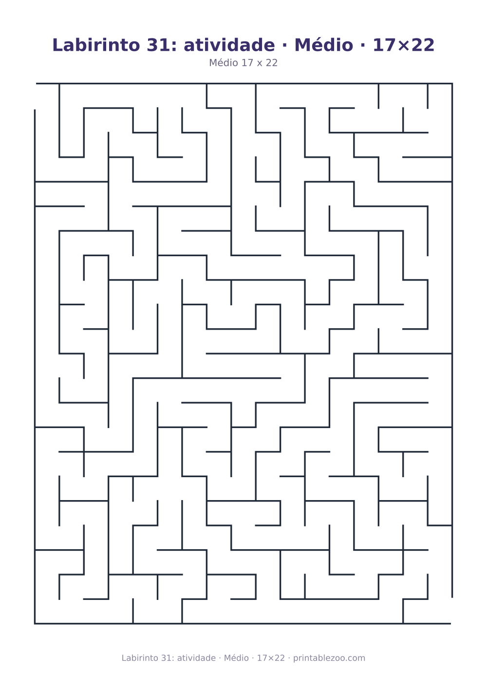 Prévia pronta para imprimir: Labirinto 31: atividade · Médio · 17×22, catálogo nº 100131