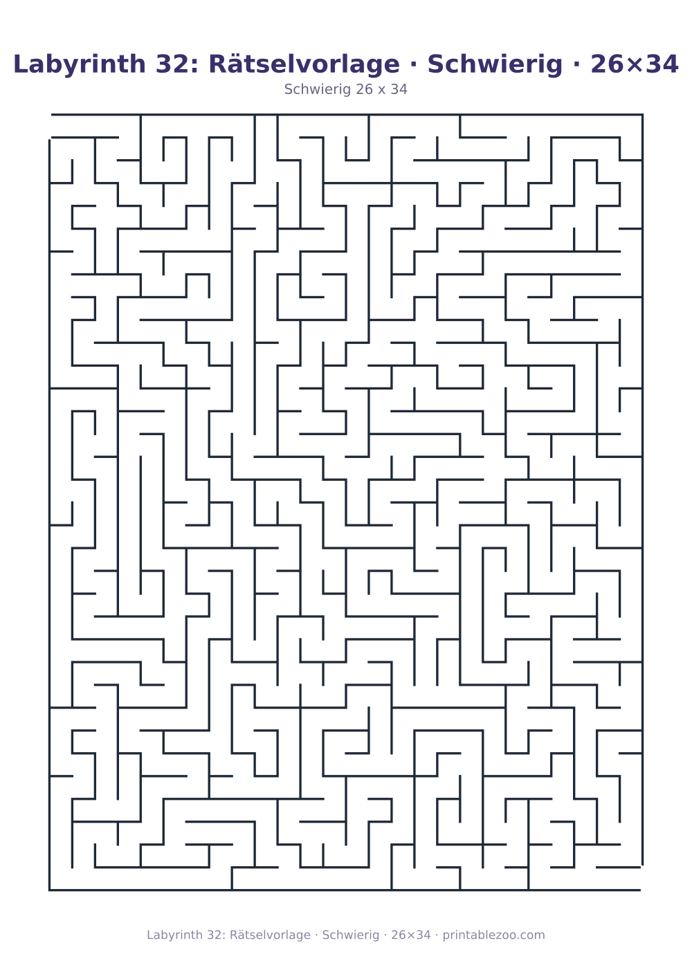 Labyrinth 32: Rätselvorlage · Schwierig · 26×34 als druckfertige Vorschau, Katalognummer 100132