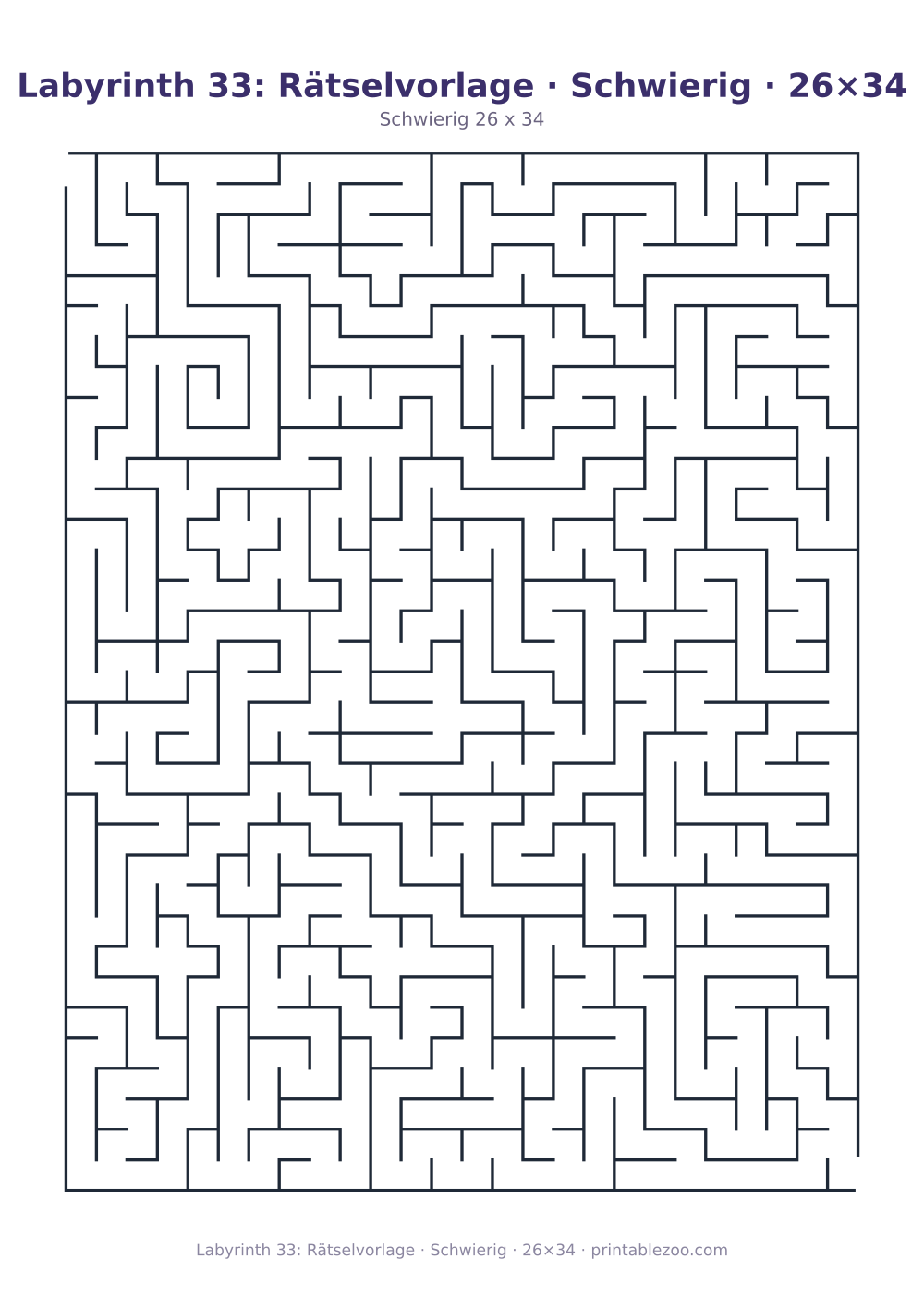 Labyrinth 33: Rätselvorlage · Schwierig · 26×34 als druckfertige Vorschau, Katalognummer 100133