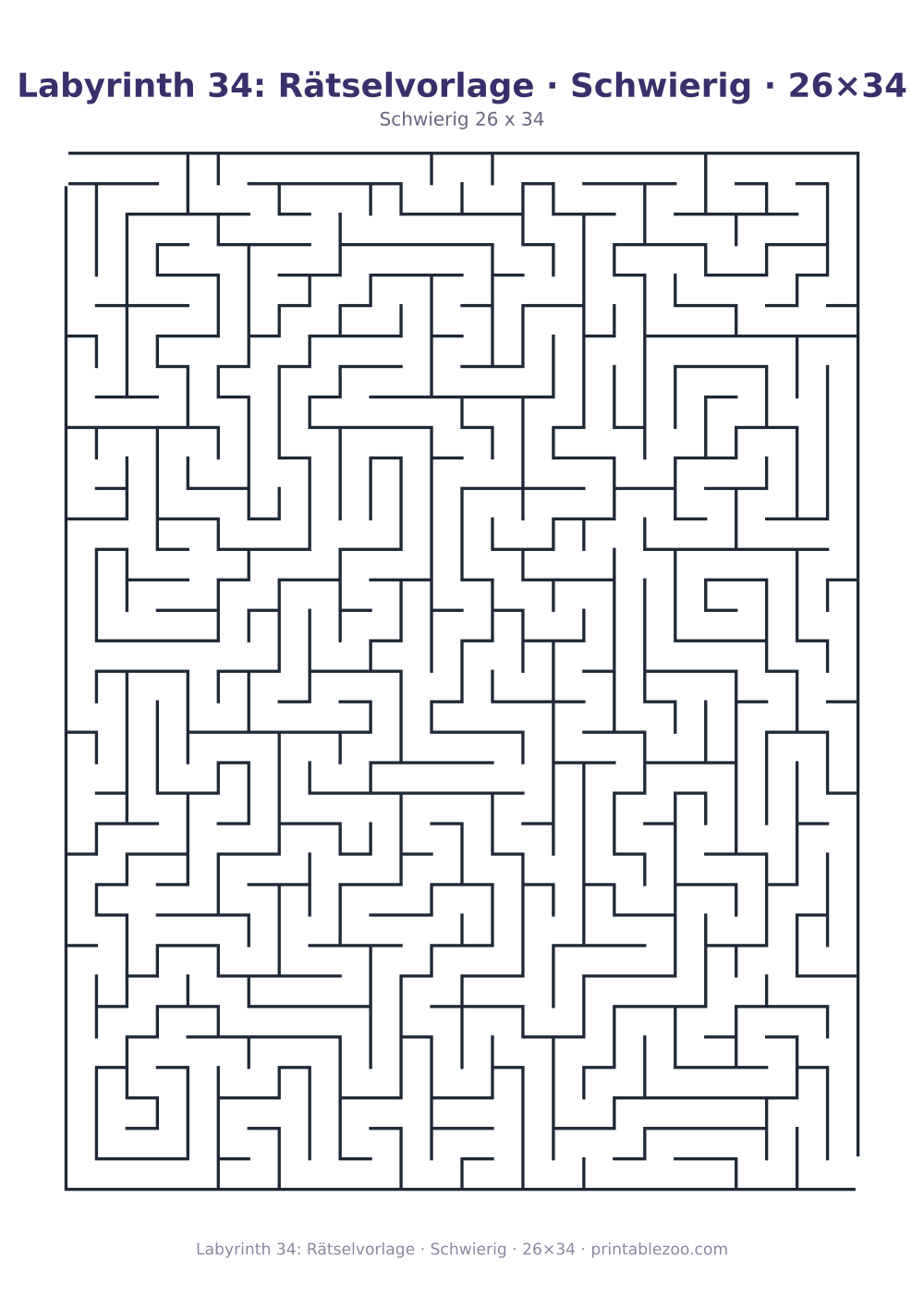 Labyrinth 34: Rätselvorlage · Schwierig · 26×34 als druckfertige Vorschau, Katalognummer 100134
